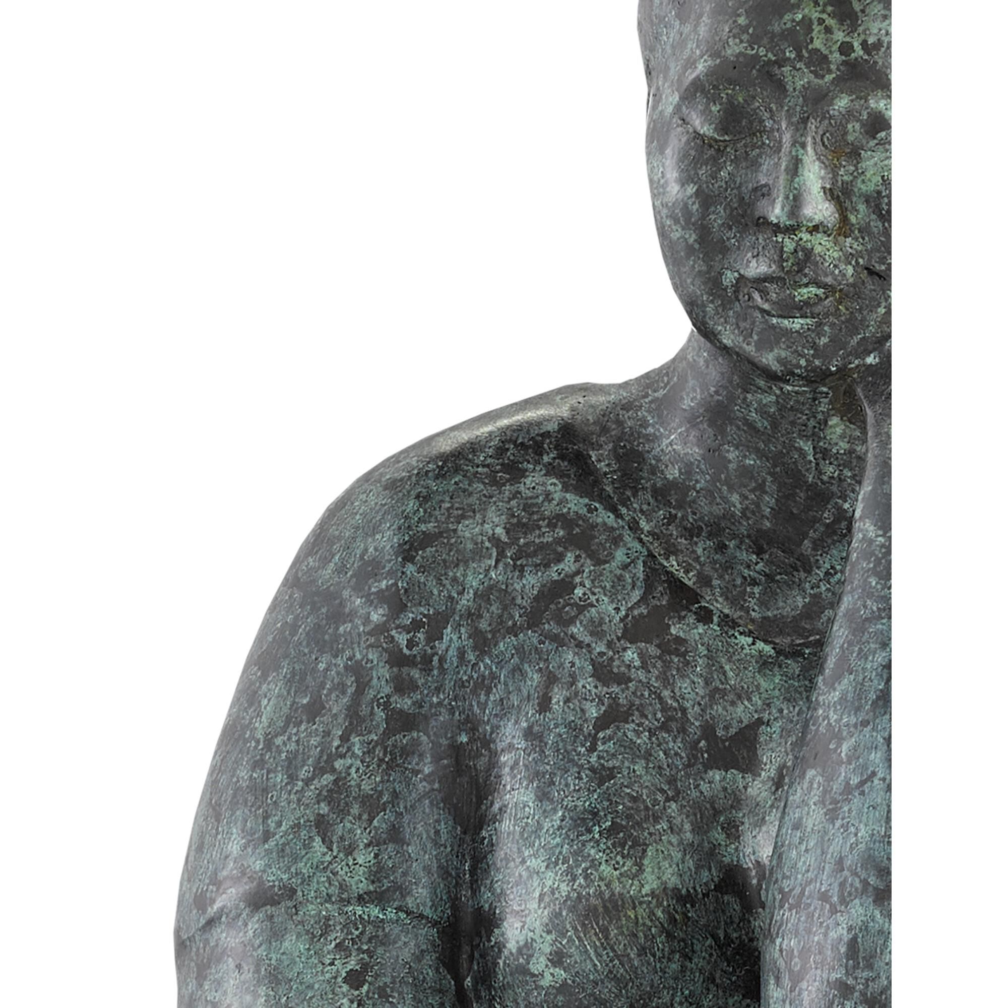 Lady Meditating Bronze Figurine by Currey and Company