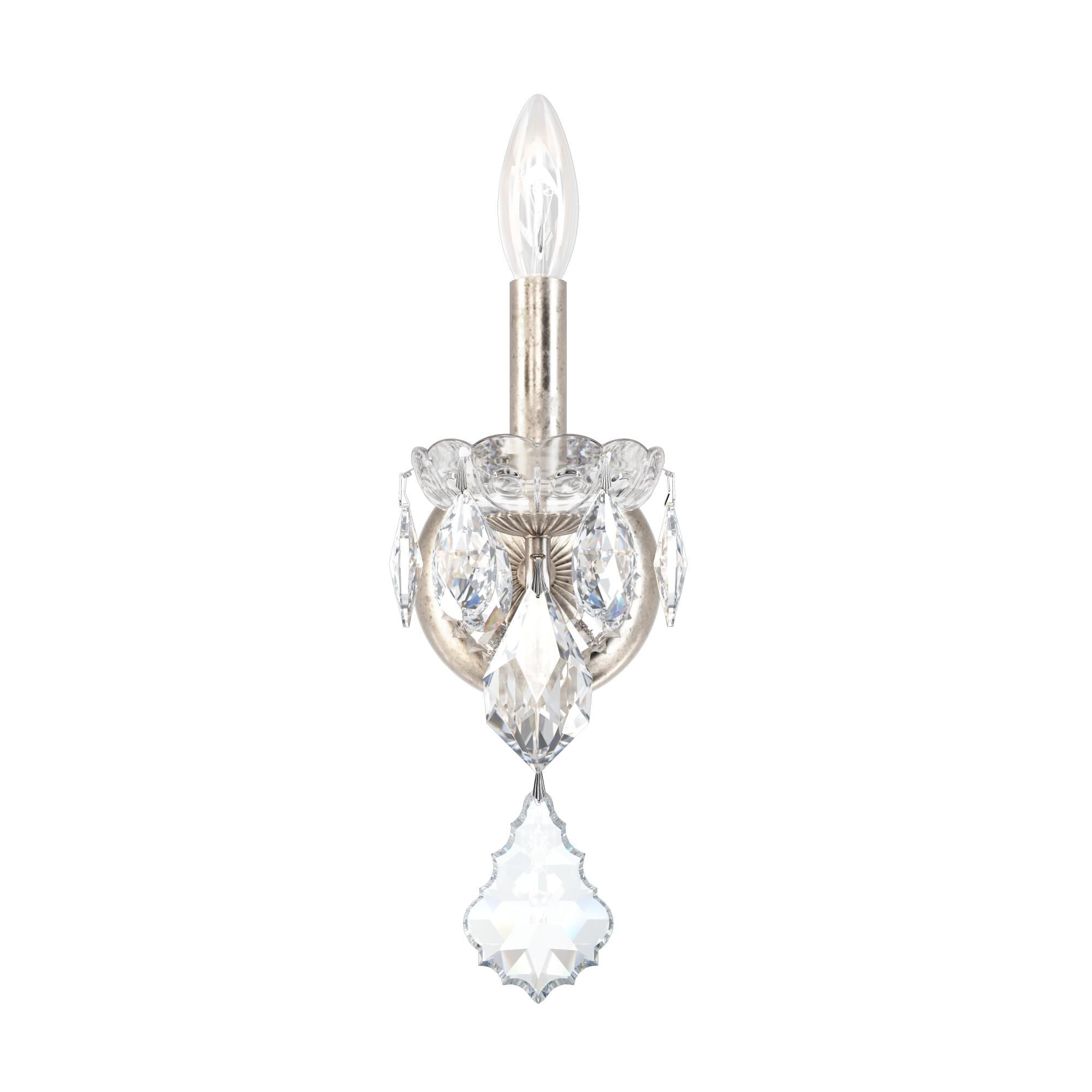 Shown in Antique Silver finish and Clear Heritage crystal and Antique Silver glass