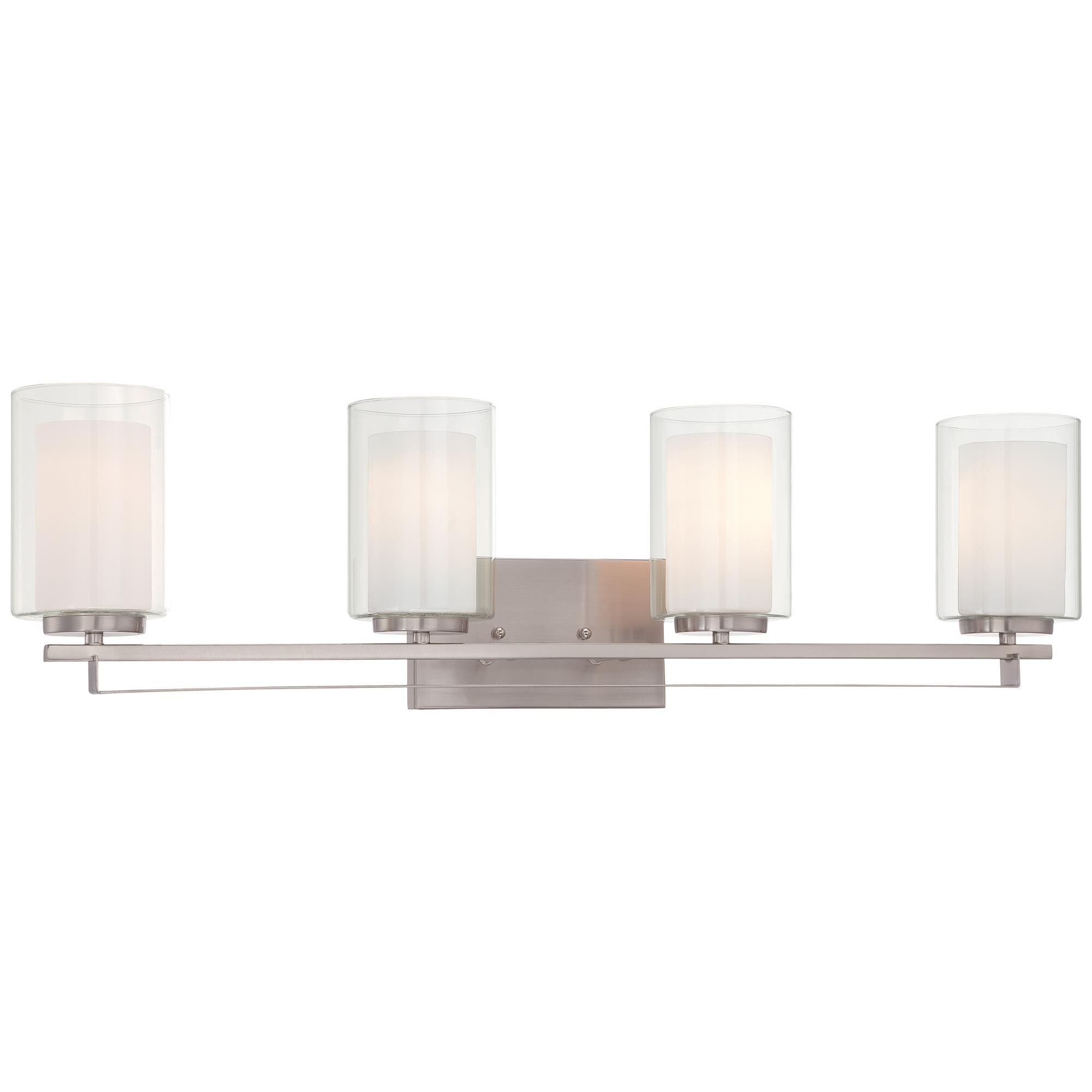 Shown in Brushed Nickel finish and Etched White glass