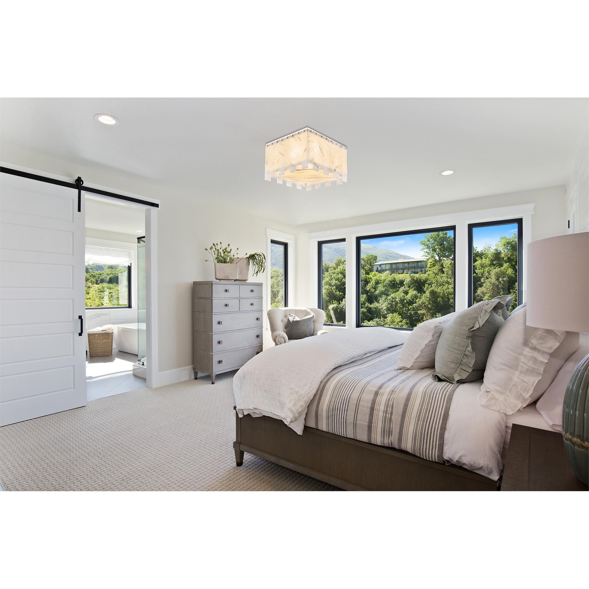 Shown in Polished Nickel finish and Alabaster Resin shade