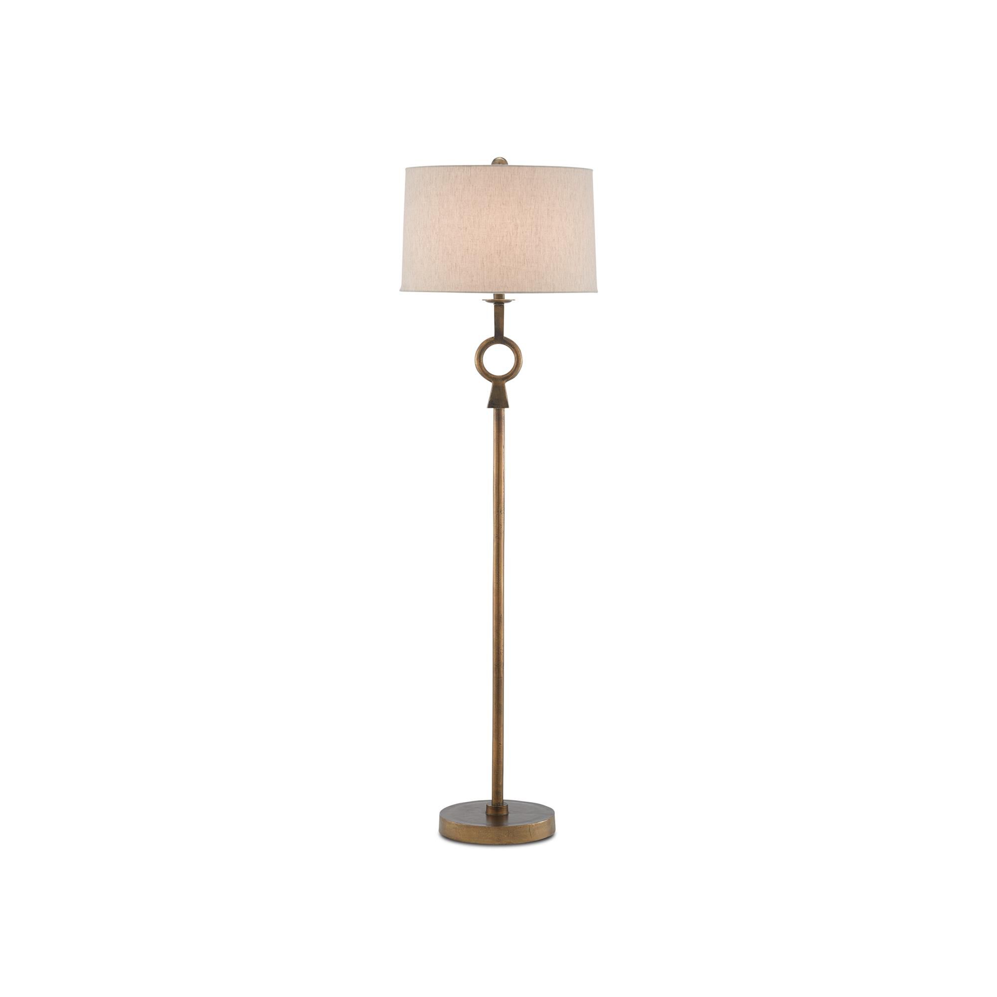 Shown in Antique Brass finish and Natural Flax shade