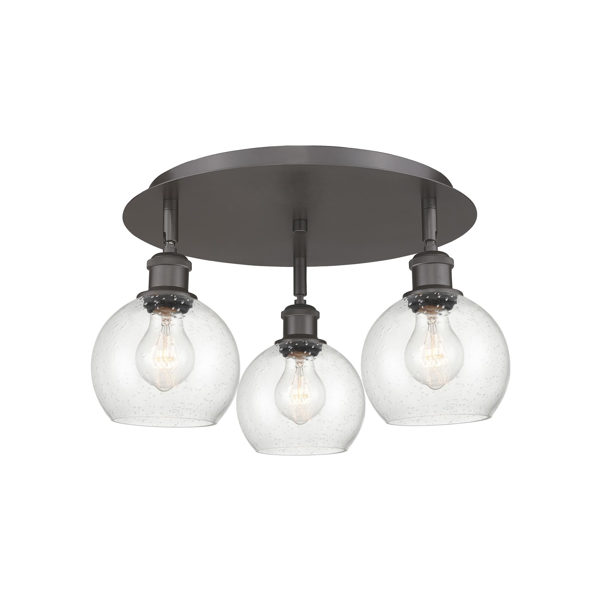 Shown in Oil Rubbed Bronze finish and Seedy glass