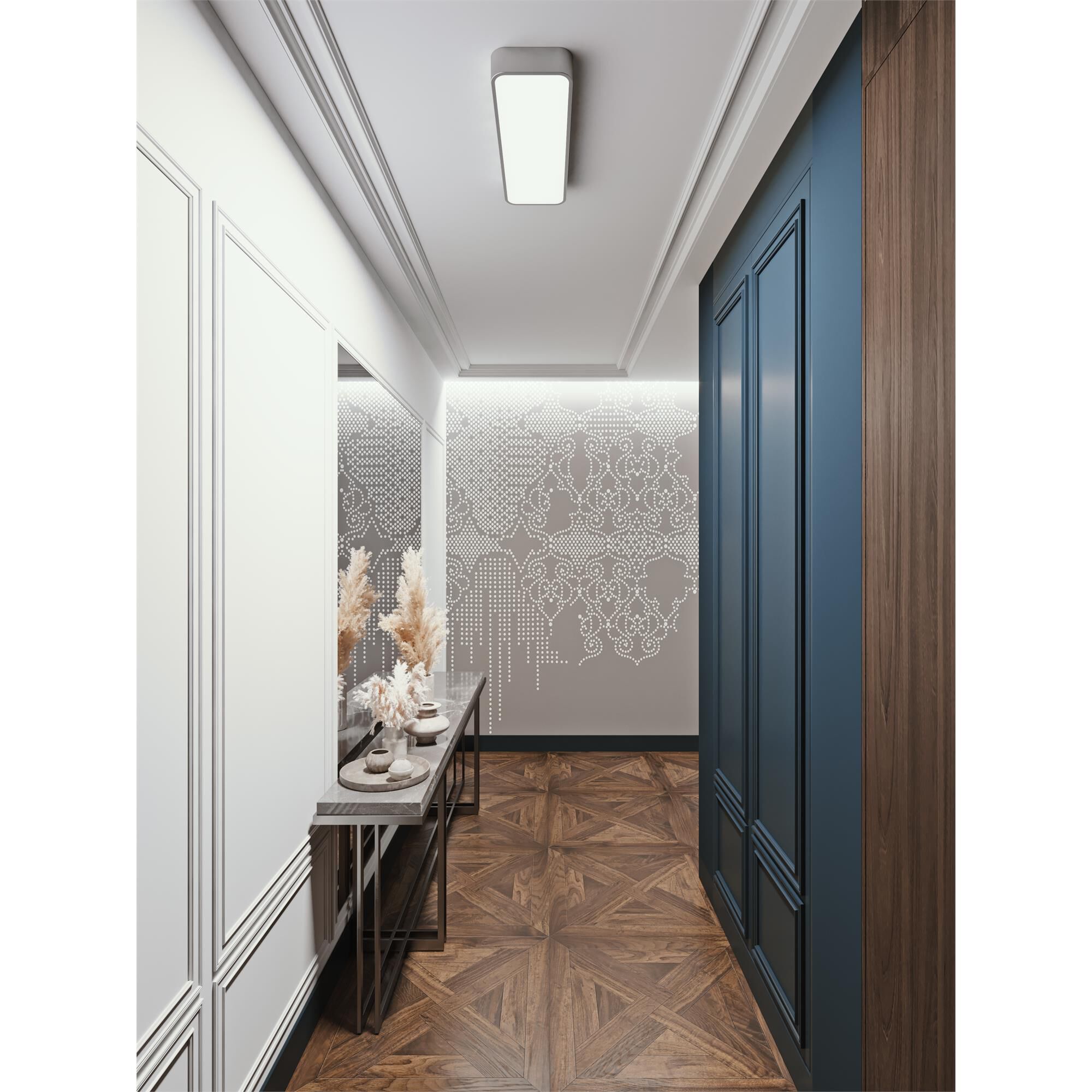 Shown in Satin Nickel finish and Satin Nickel Acrylic shade