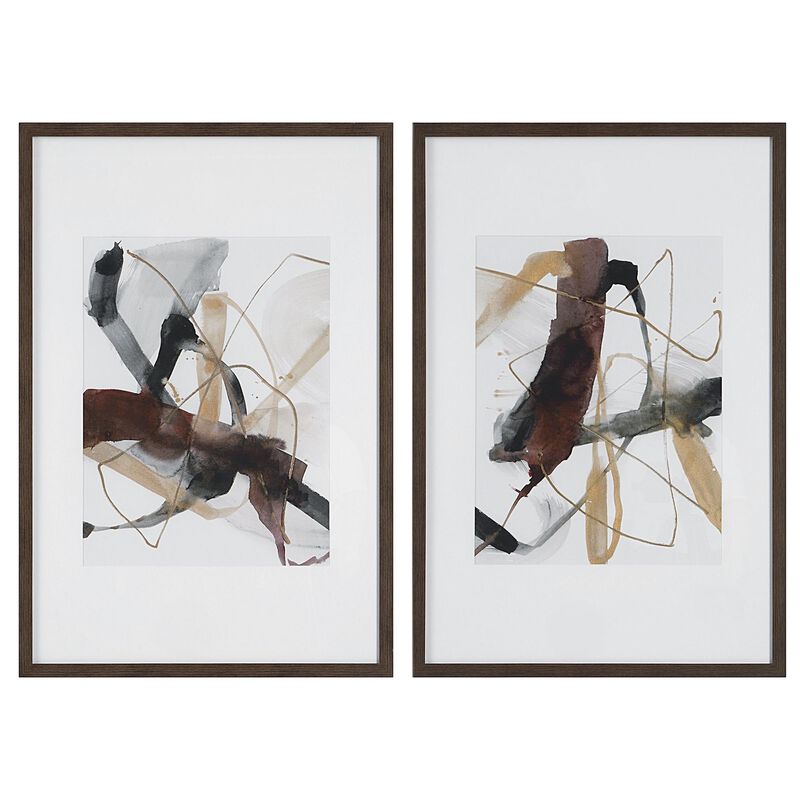Uttermost Burgundy Interjection Abstract Prints, Set/2 Print by Uttermost