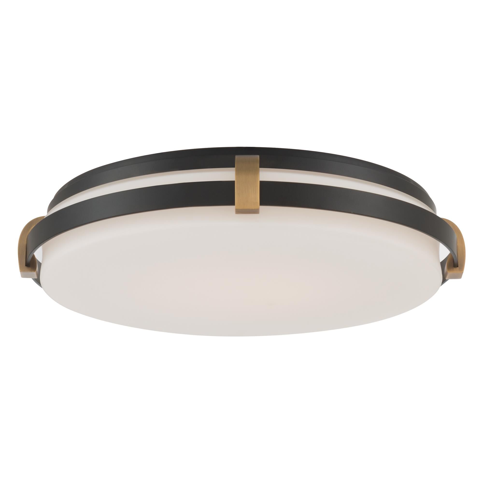 Shown in Dark Matte Black and Legacy Brass finish and Etched Opal glass