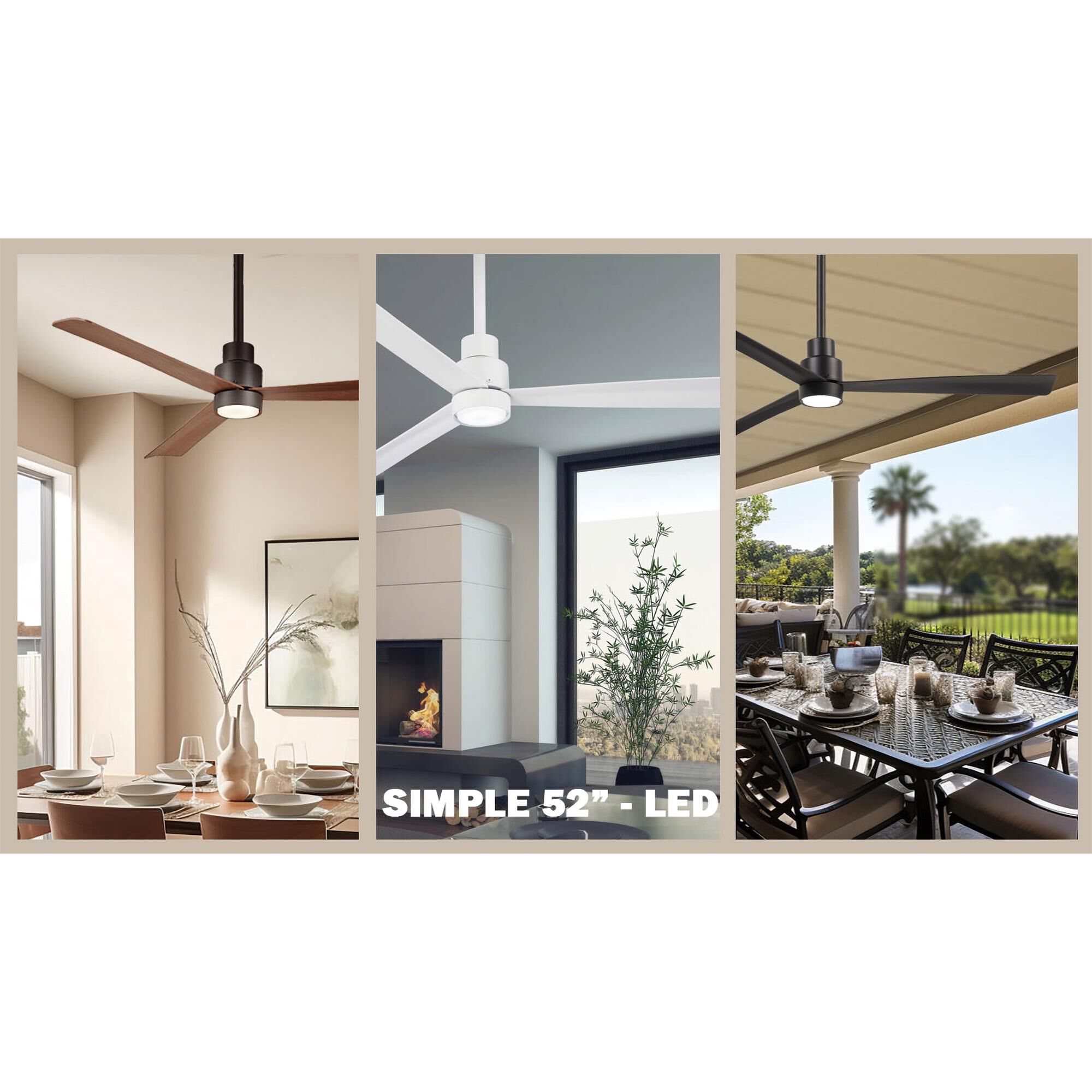 Simple 52 Inch Ceiling Fan with Light Kit,