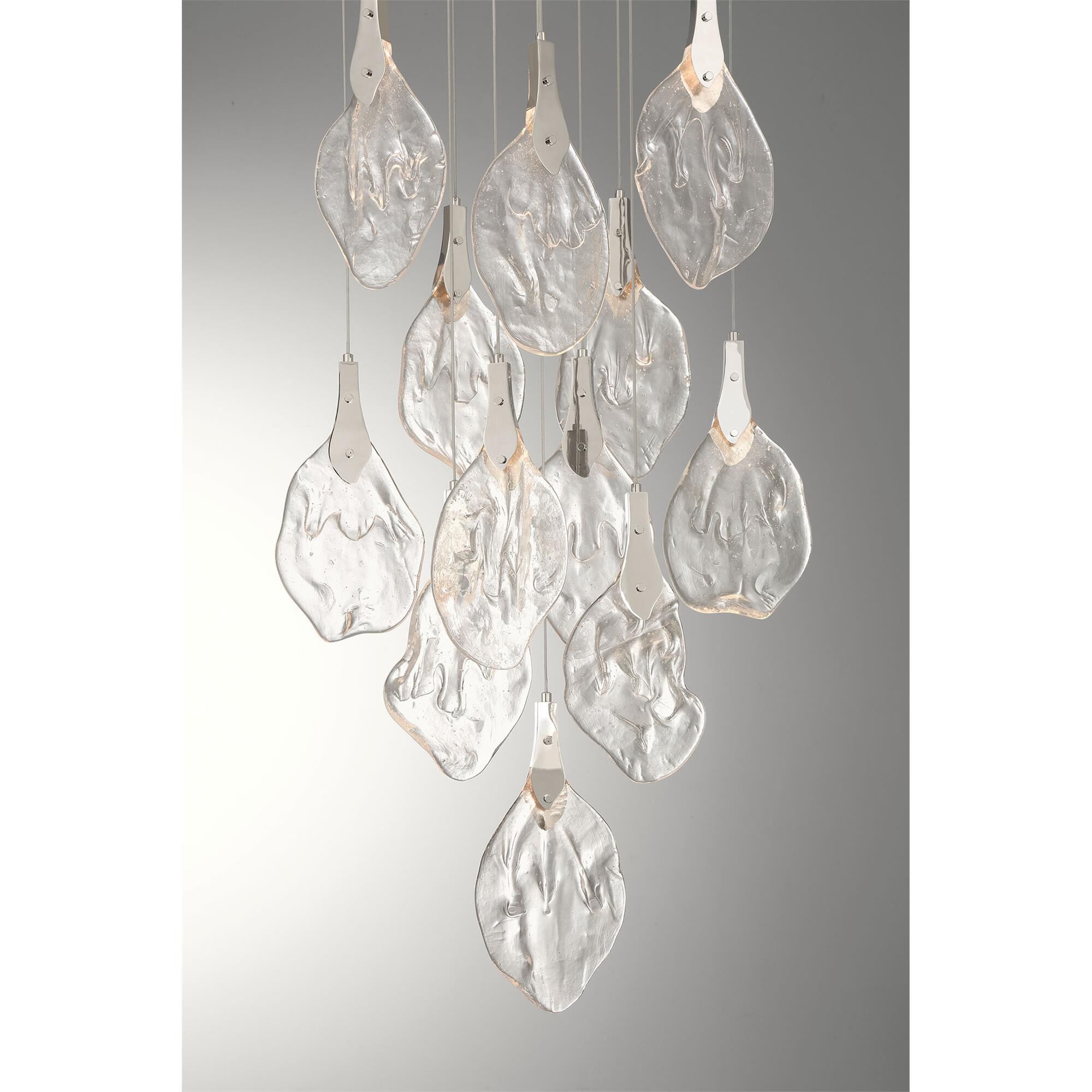 Shown in Polished Nickel finish and Clear Organic glass