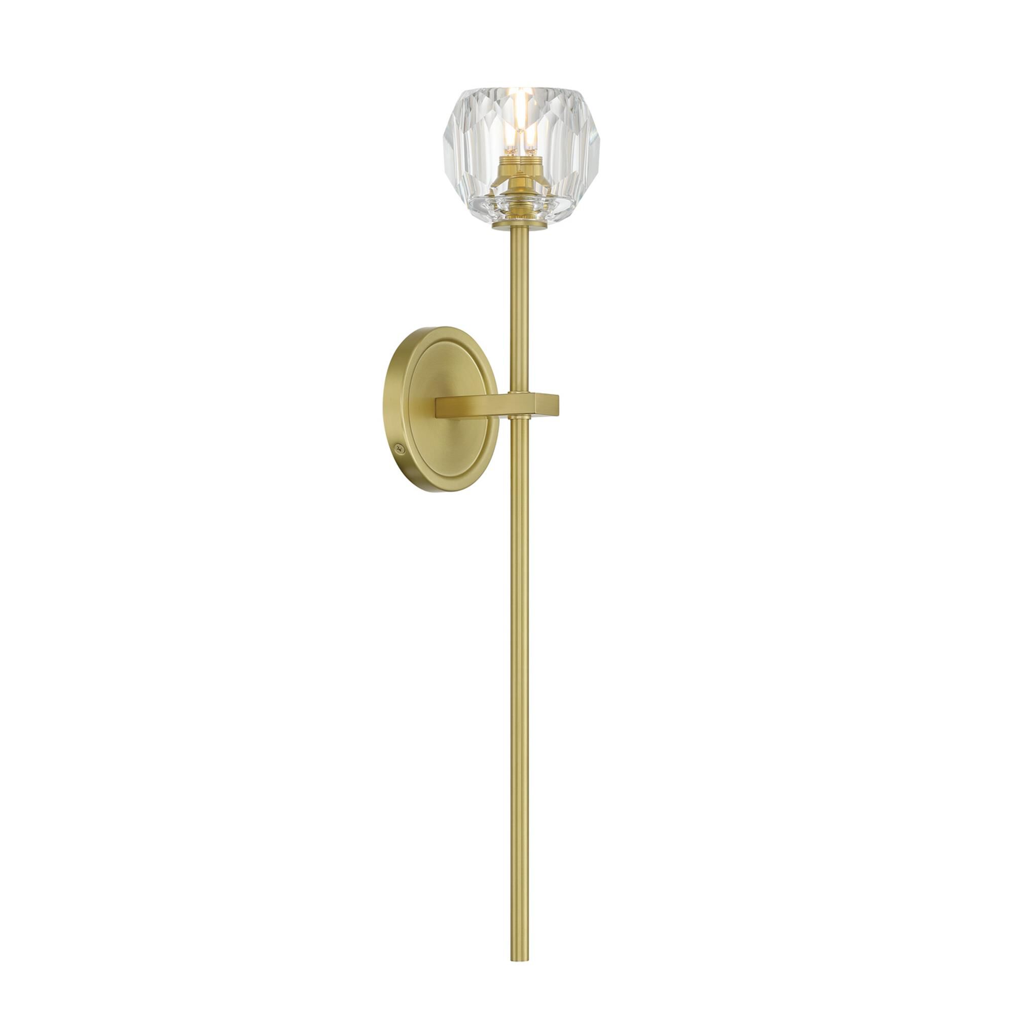 Shown in Soft Brass finish and Faceted Cut crystal and Crystal glass and Crystal shade
