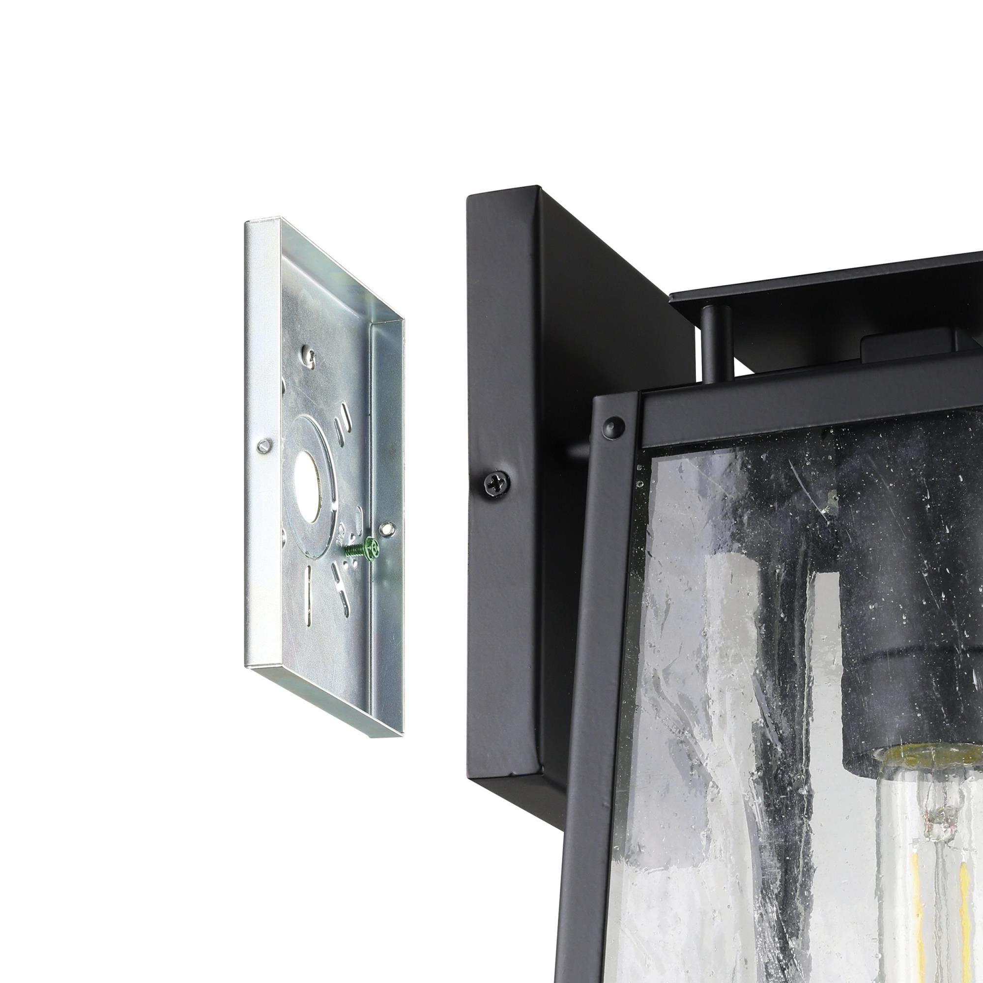 Shown in Matte Black finish and Clear Antique glass