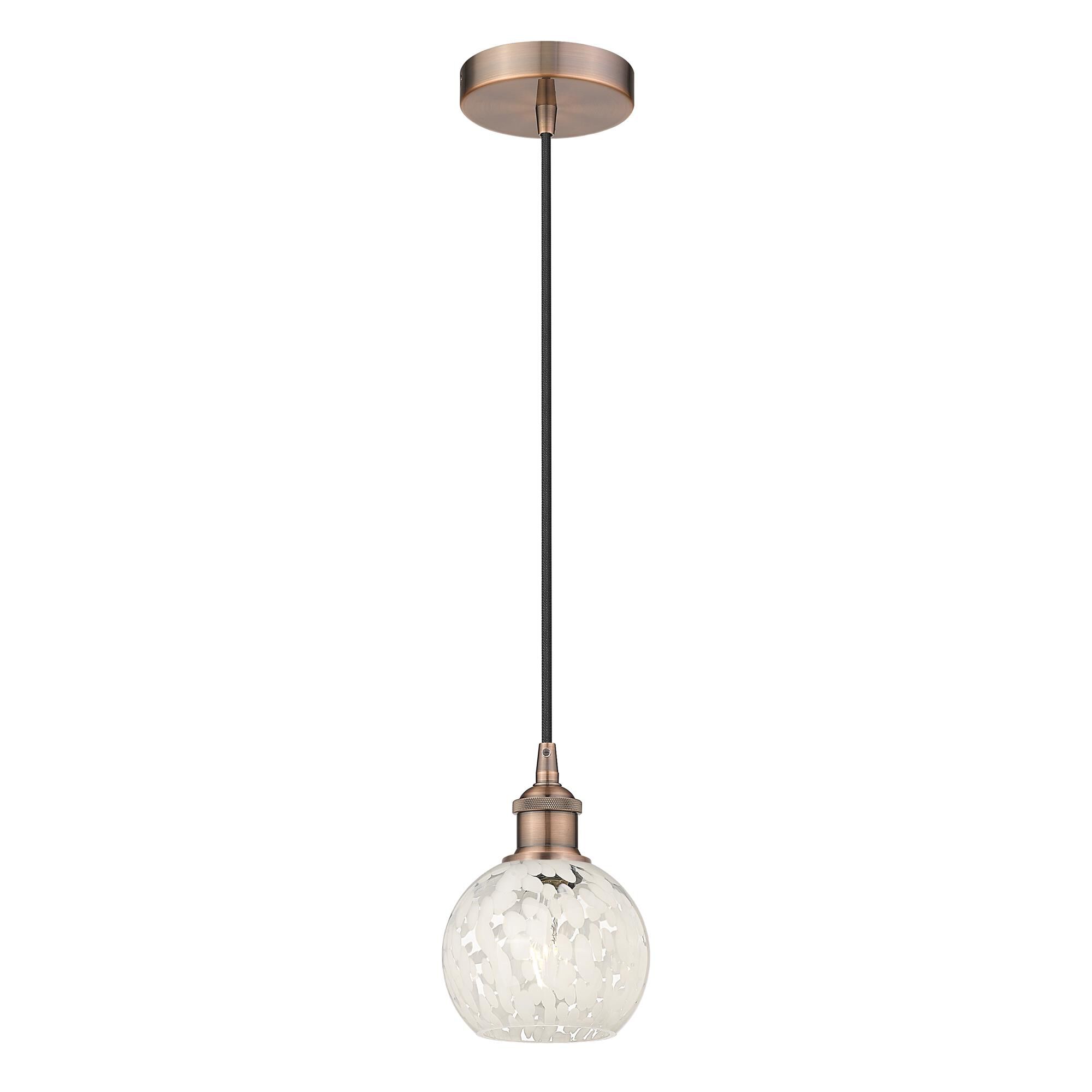 Shown in Antique Copper finish and White Mouchette glass