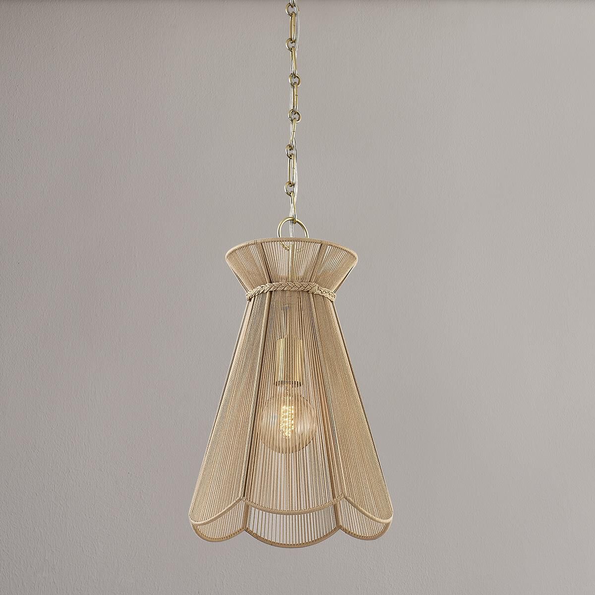Shown in Aged Brass finish and Natural Cotton String shade