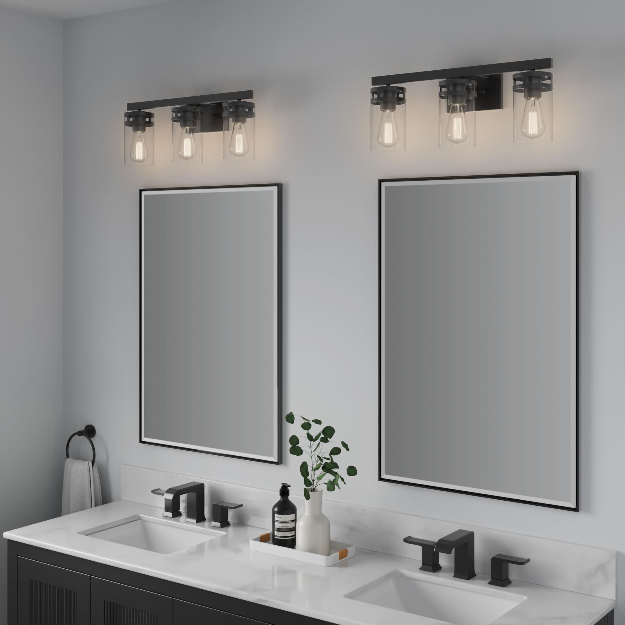 Shown in Matte Black finish and Clear glass