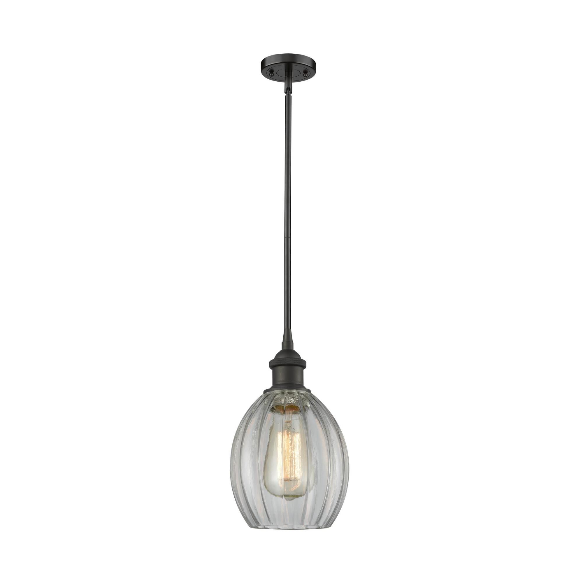 Shown in Oil Rubbed Bronze finish and Clear Fluted glass
