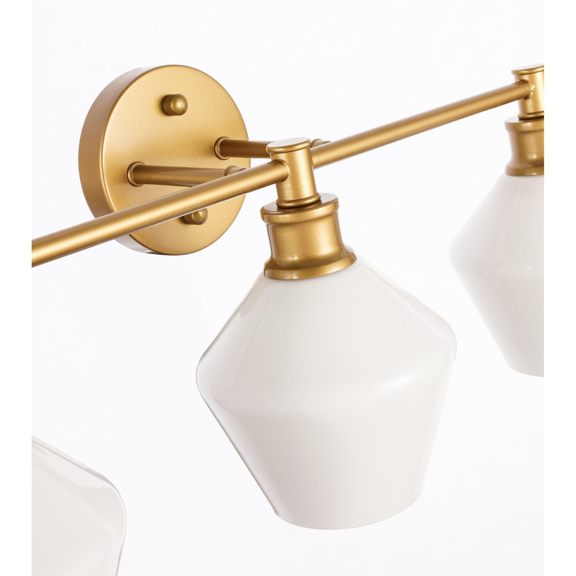 Shown in Brass finish and Frosted White  glass