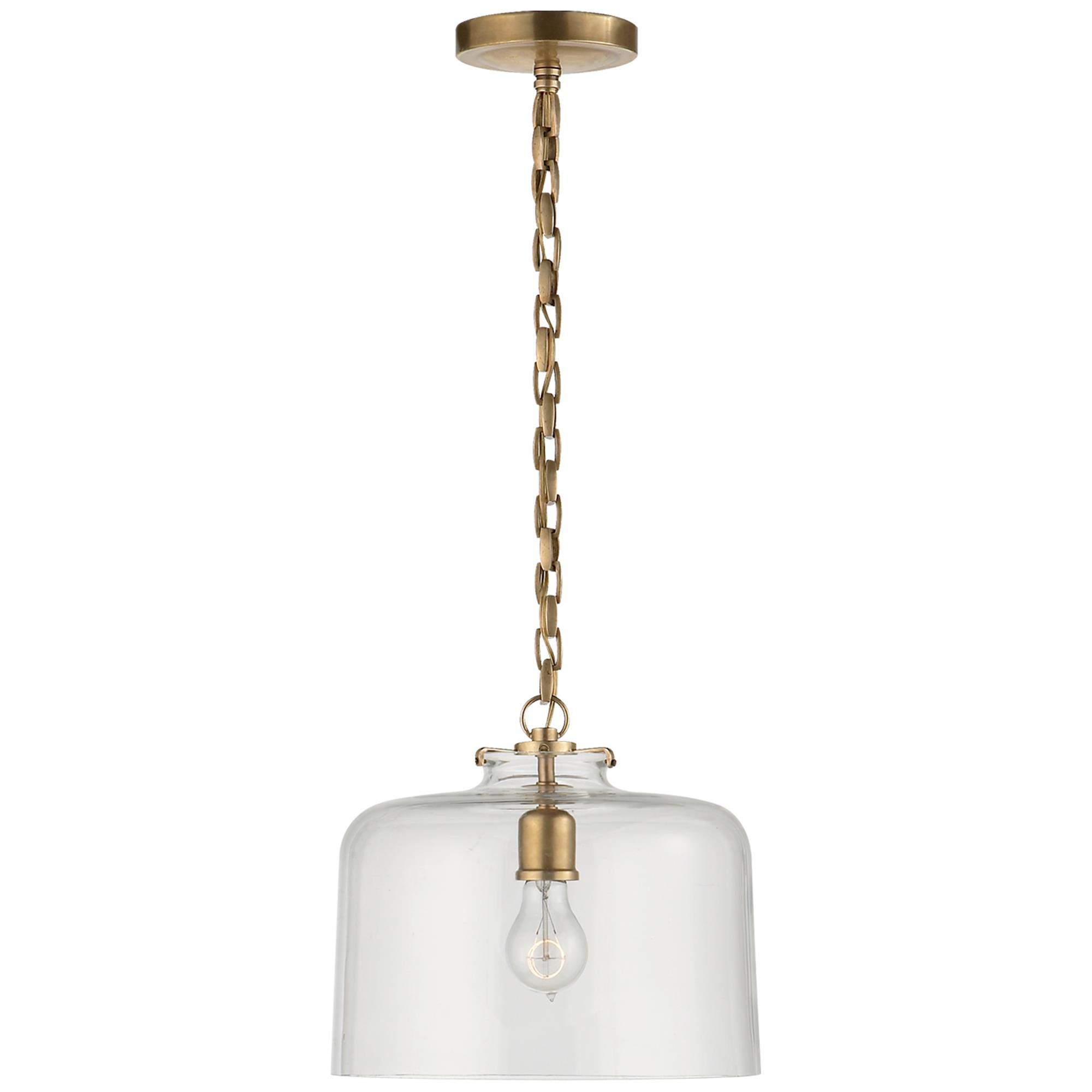 Shown in Hand-Rubbed Antique Brass finish and Clear glass