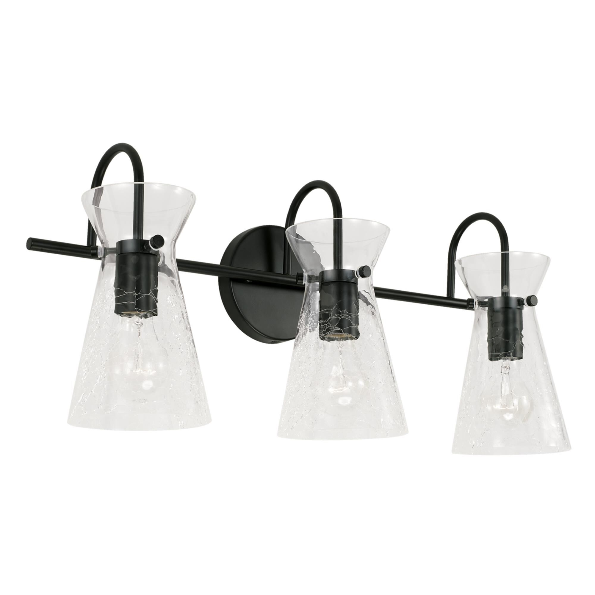 Shown in Matte Black finish and Clear Half Crackle glass