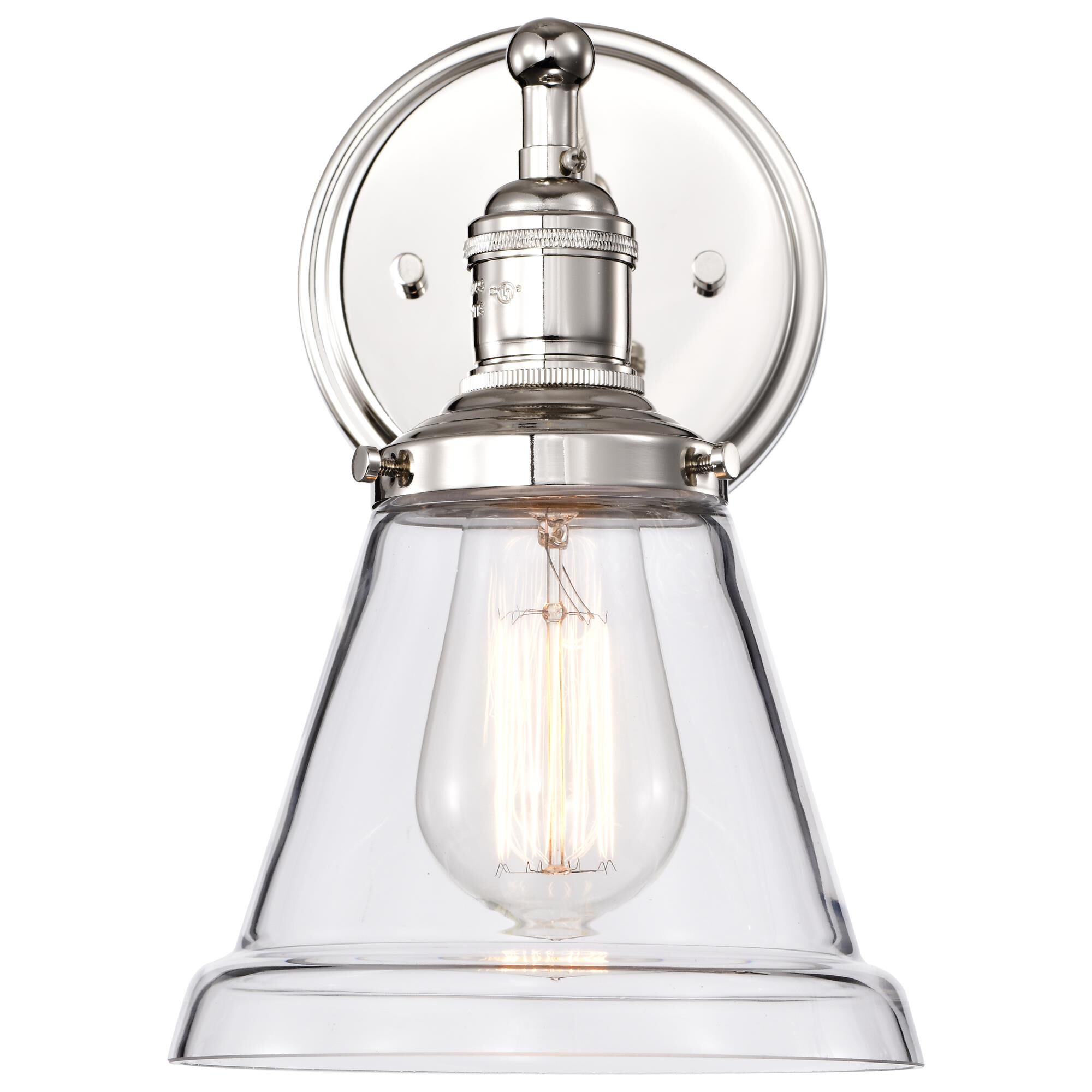 Shown in Polished Nickel finish and Clear glass