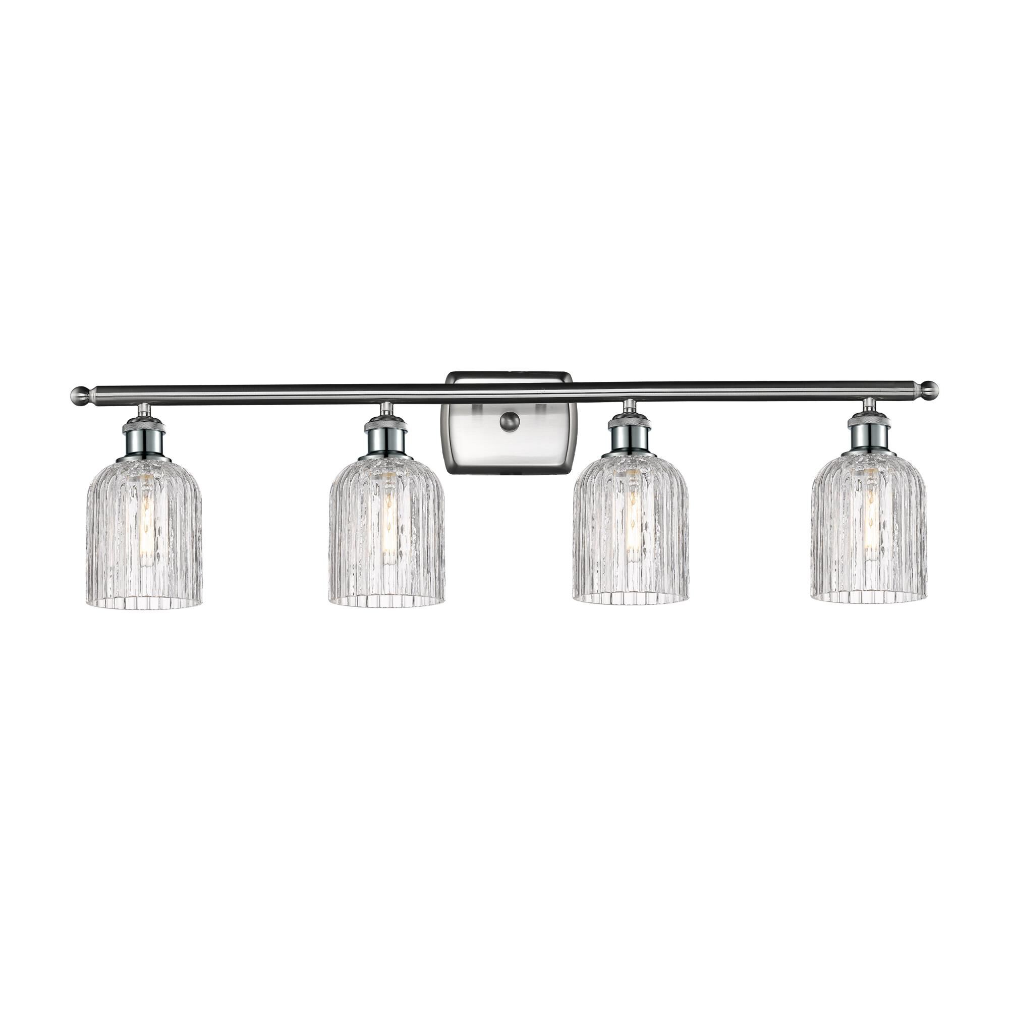 Shown in Brushed Satin Nickel finish and Clear glass