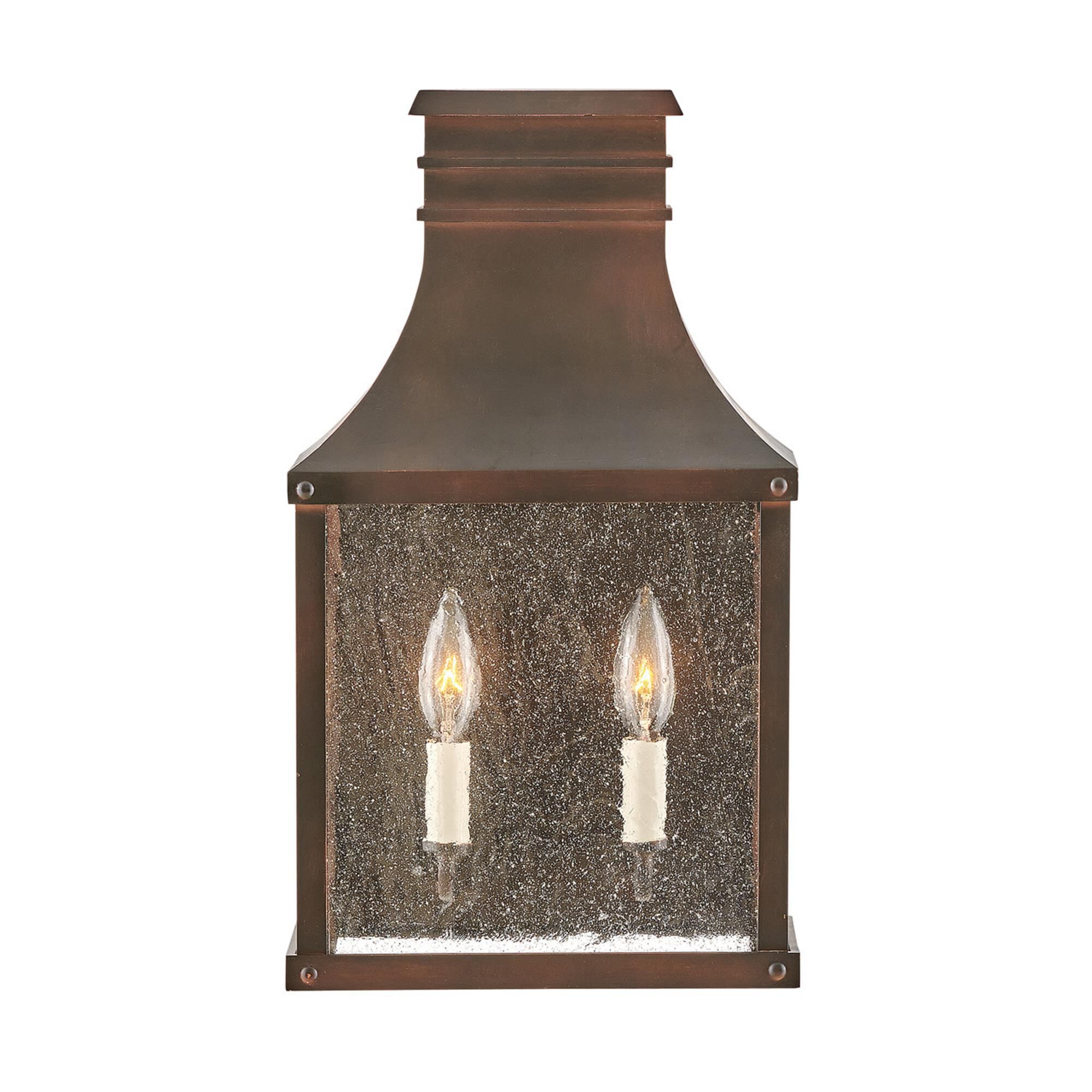 Shown in Blackened Copper finish and Clear Seedy glass