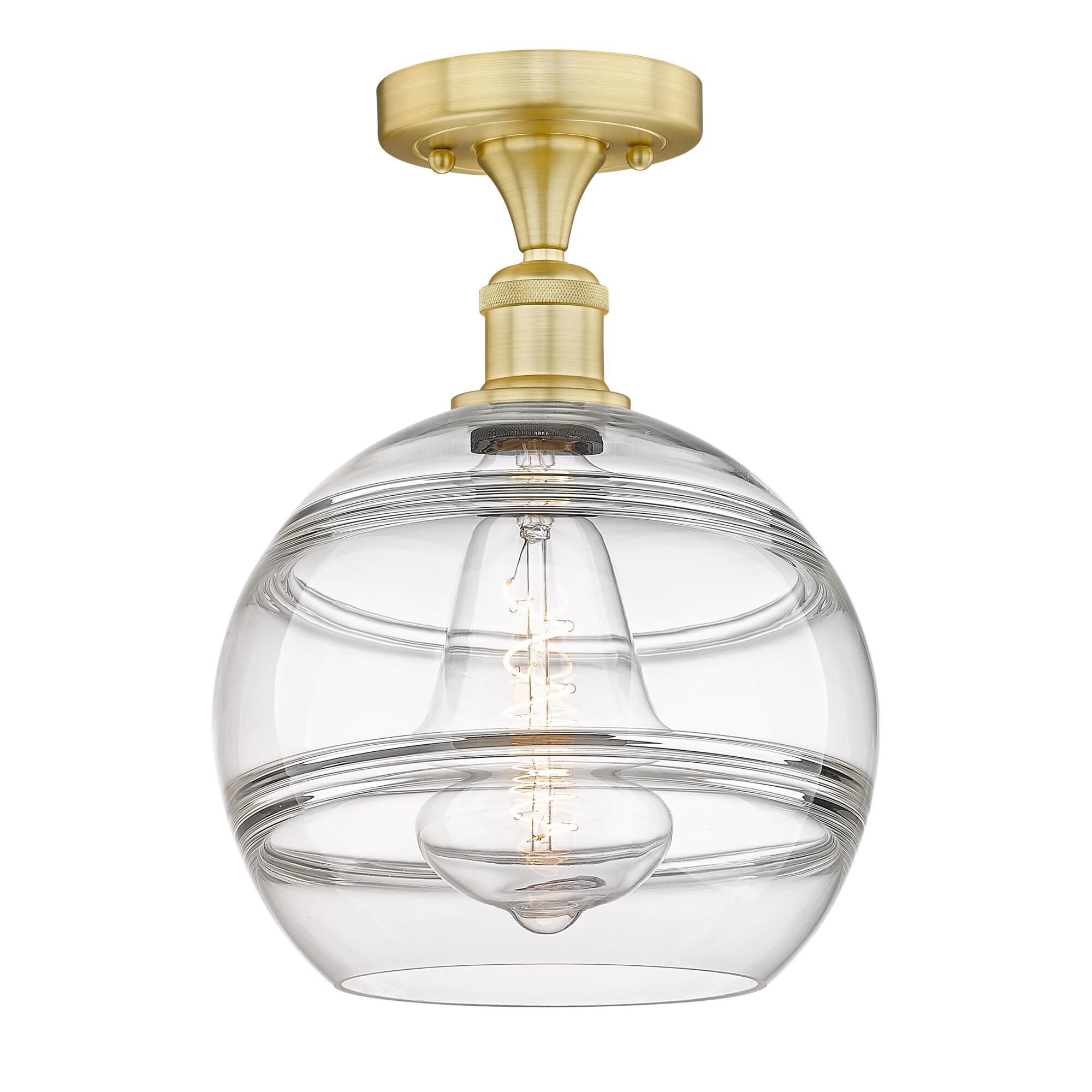 Shown in Satin Gold finish and Clear glass