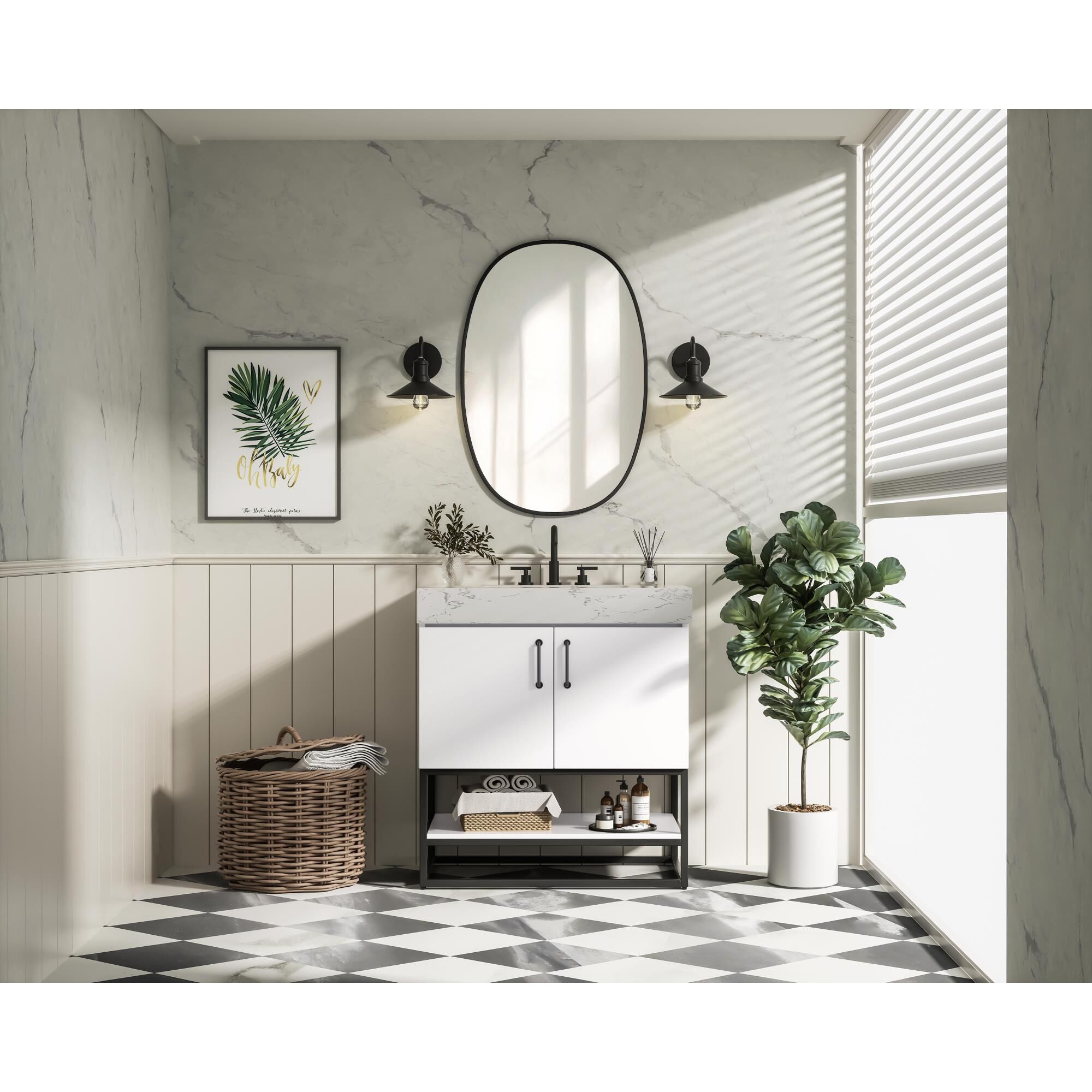 Shown in White finish