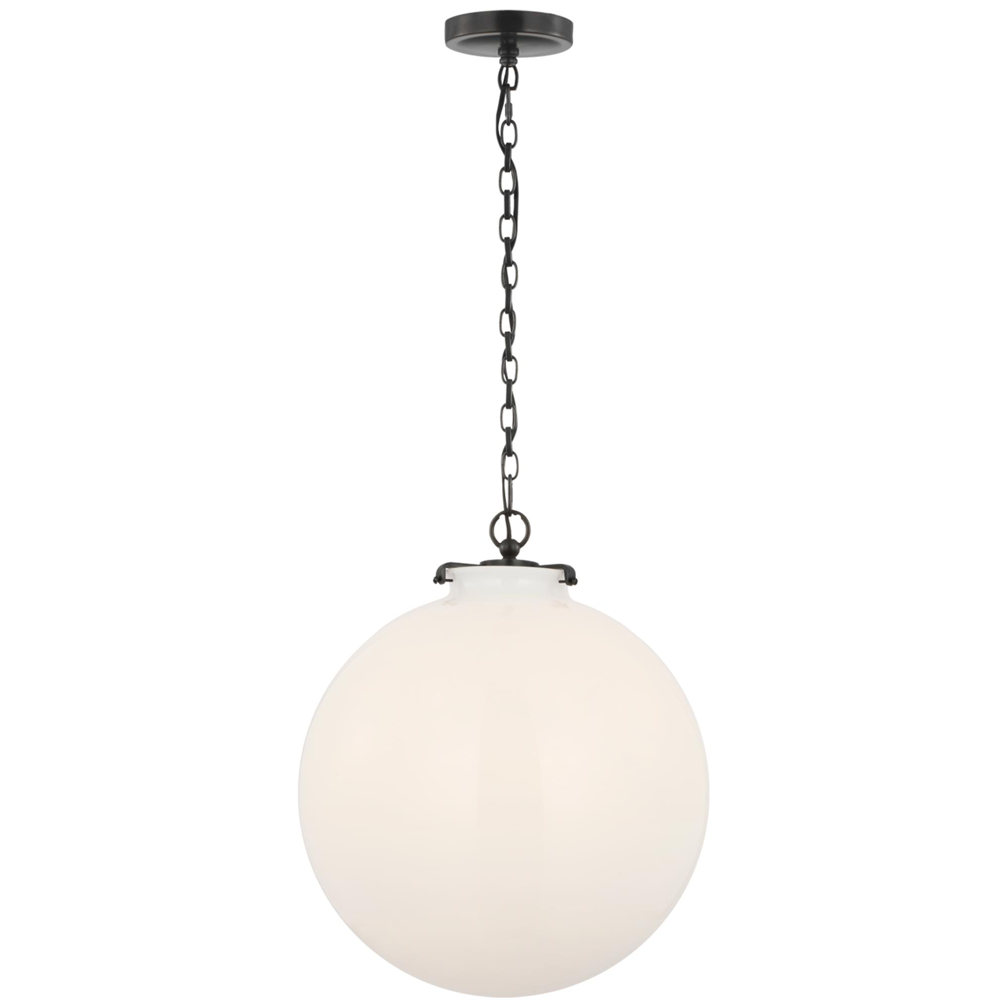 Shown in Bronze finish and White glass