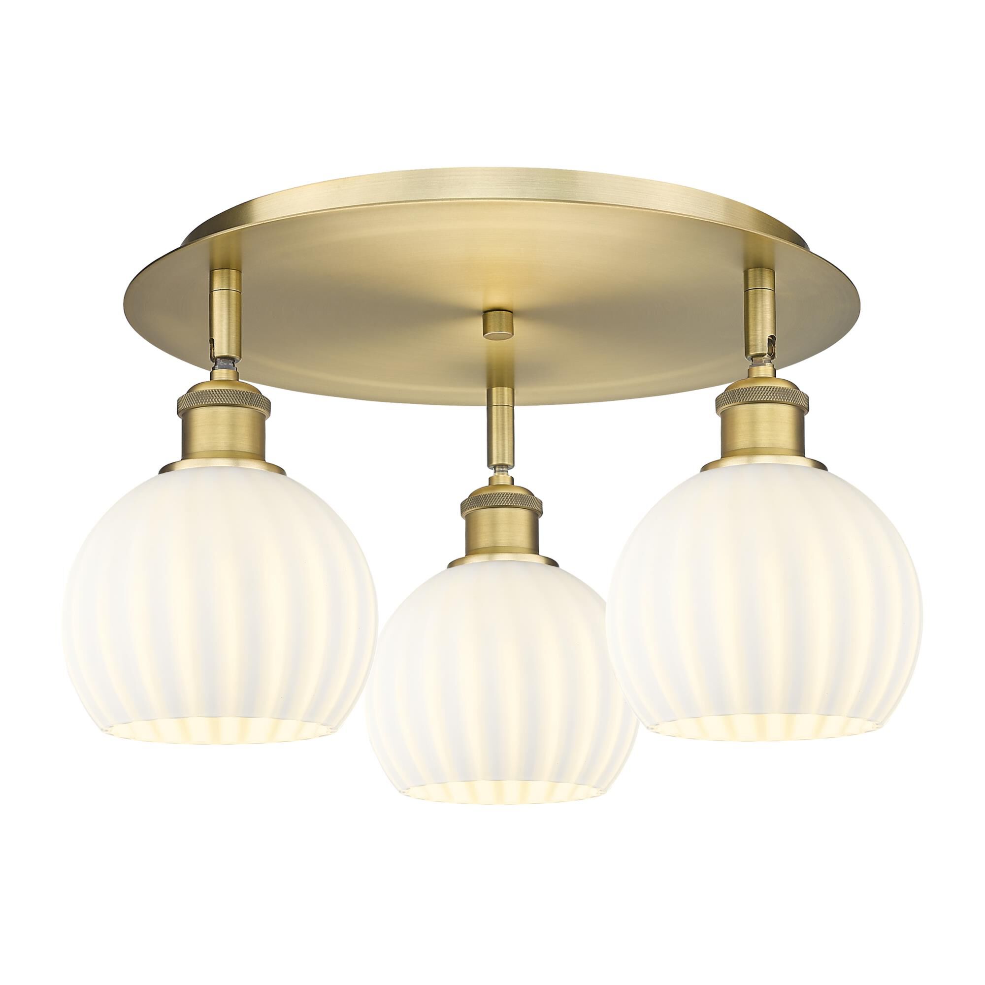 Shown in Brushed Brass finish and White Venetian glass