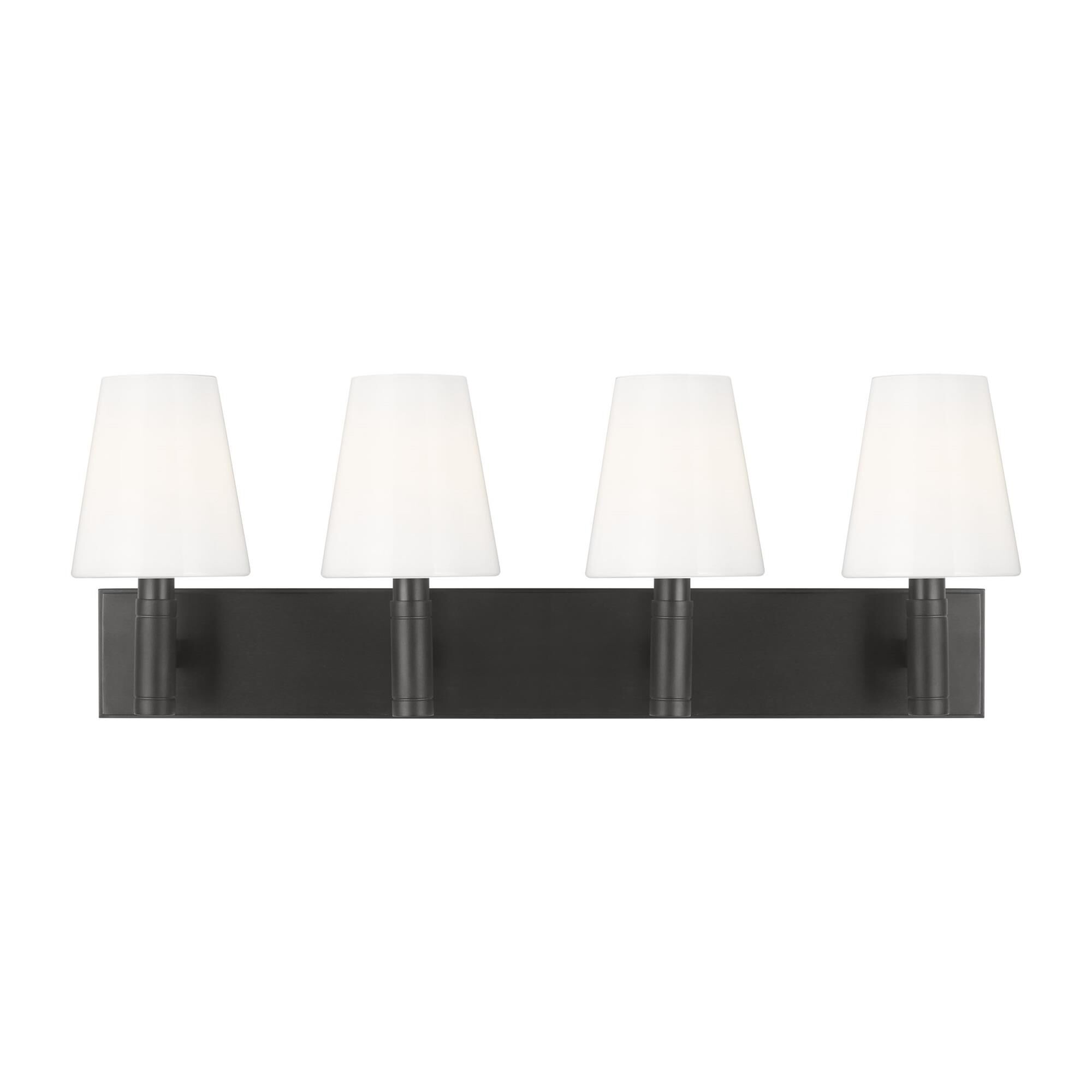 Shown in Aged Iron finish and Milk glass