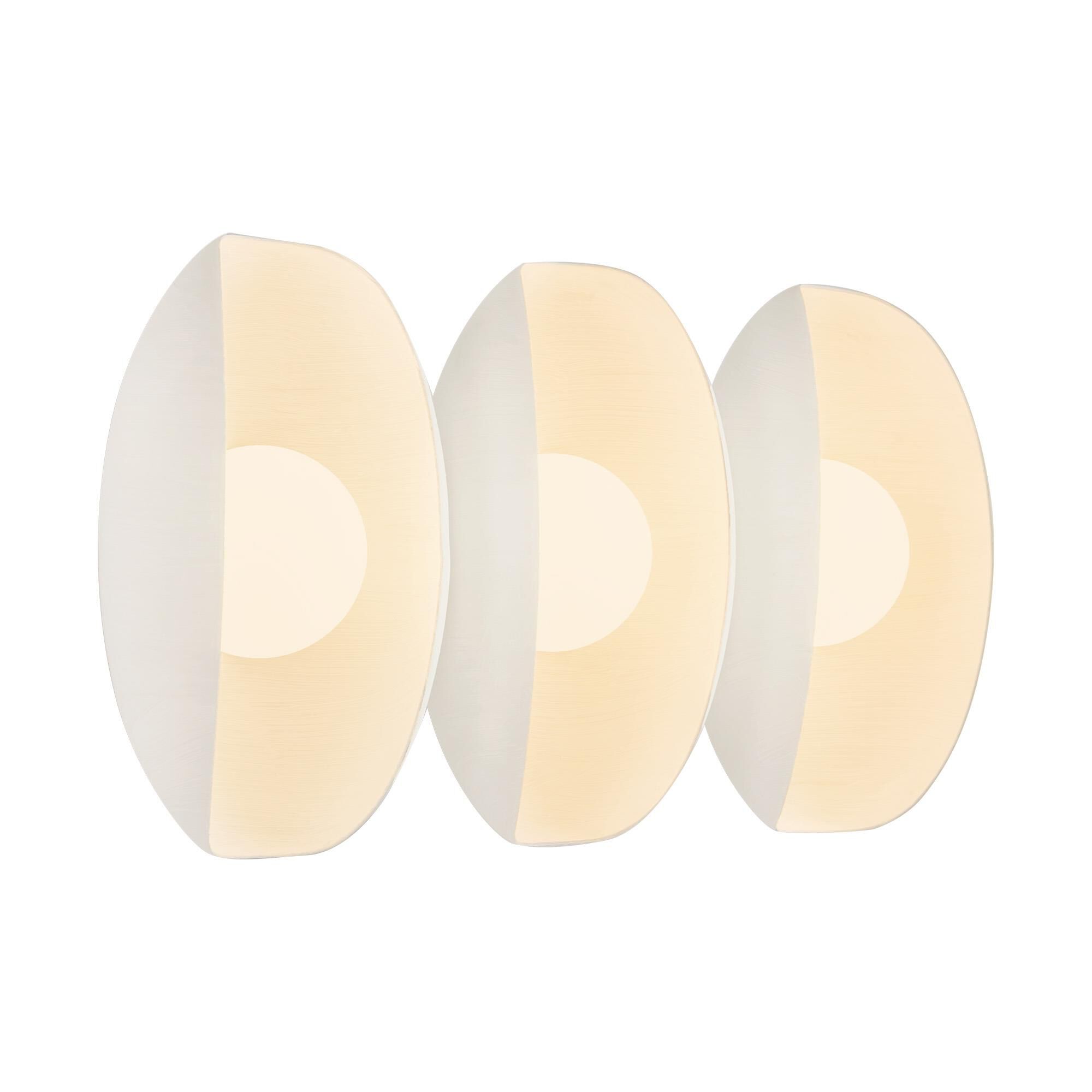 Shown in Antique White finish and Matte Opal glass