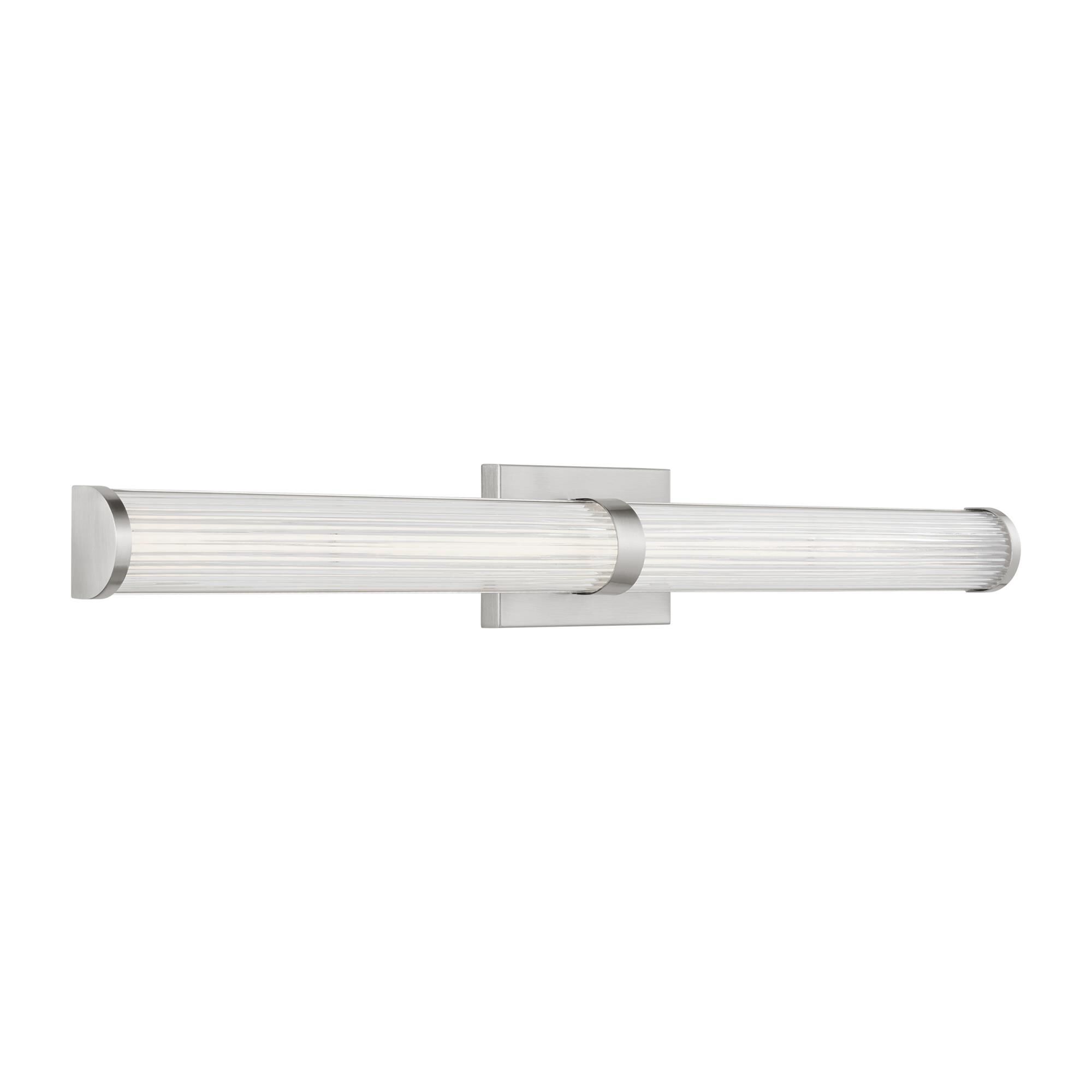 Shown in Brushed Nickel Silver finish and Frosted glass and Frosted Acrylic Diffuser And Clear Fluted Glass shade