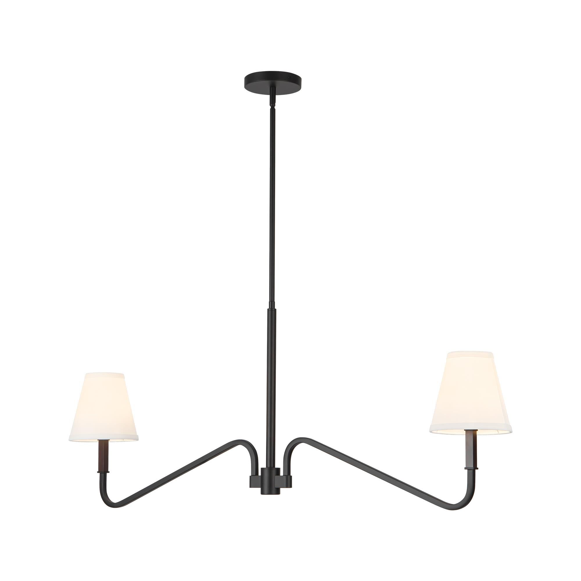 Shown in Matte Black finish and White Linen shade
