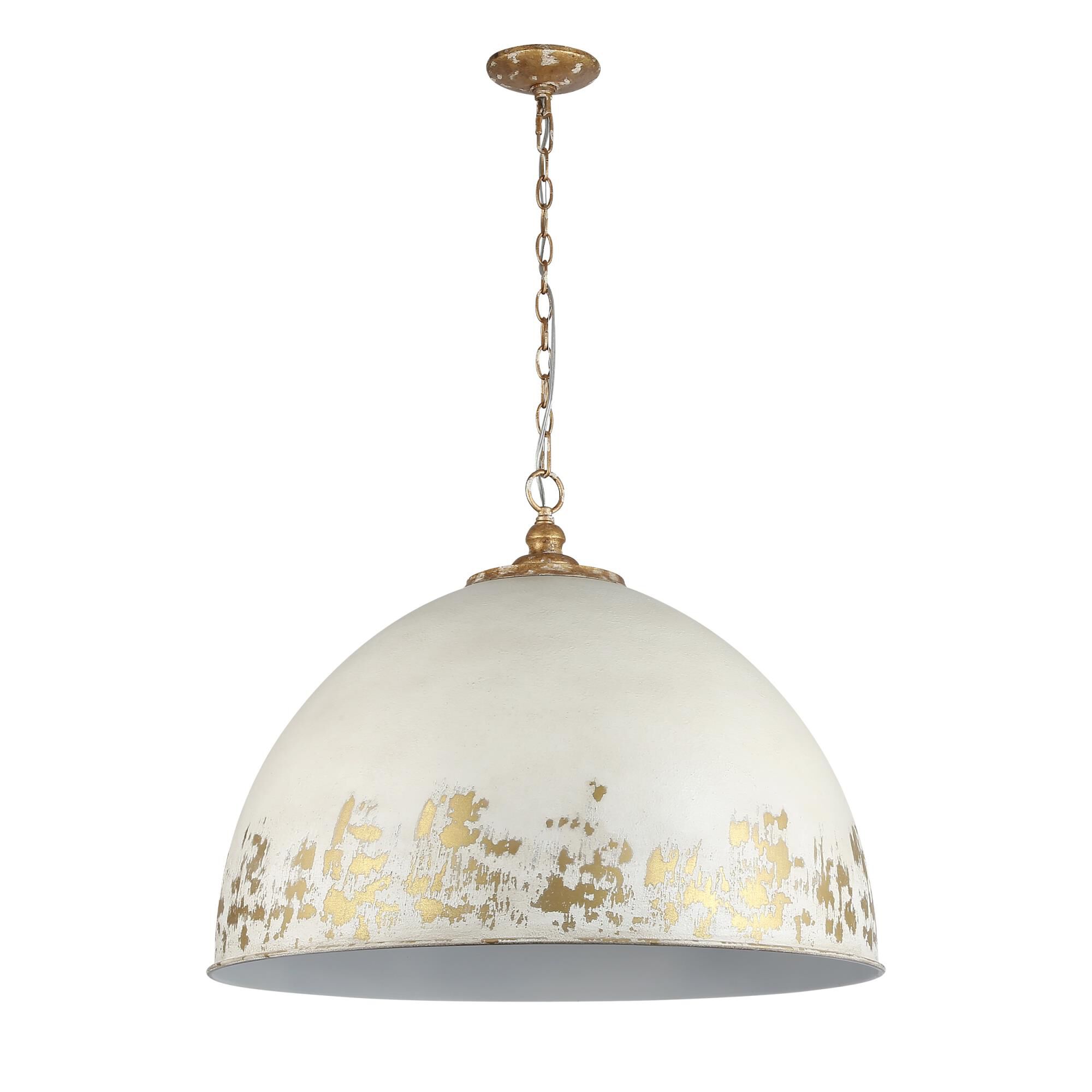 Shown in Vintage Gold finish and Antique Ivory shade