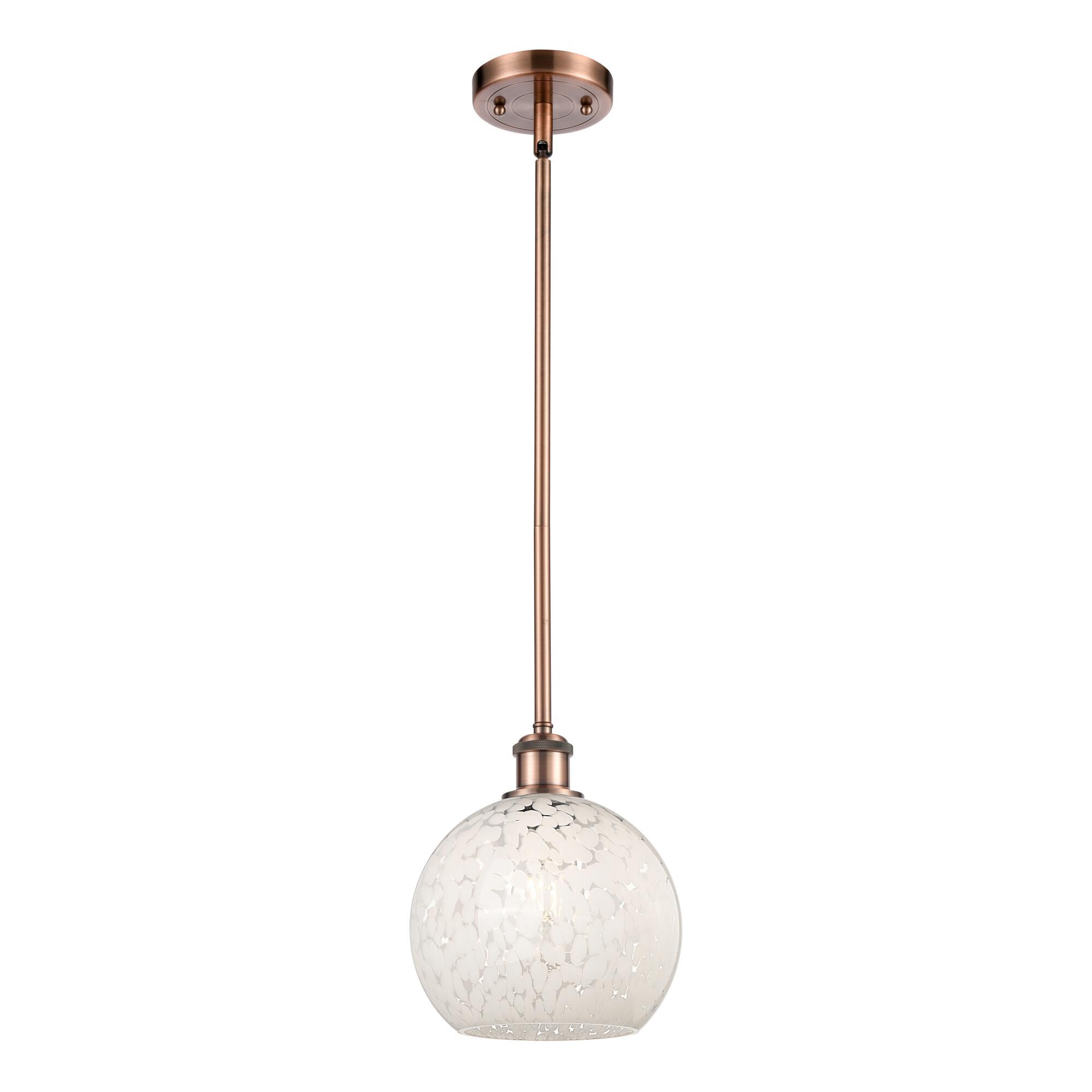 Shown in Antique Copper finish and White Mouchette glass