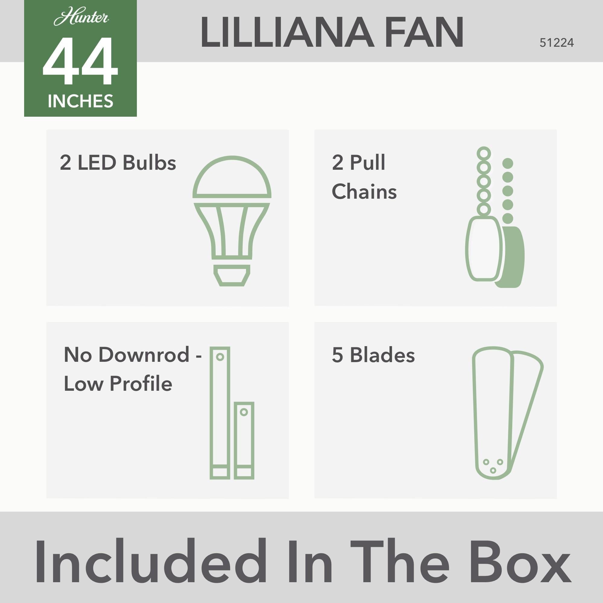 Lilliana 44 Inch Ceiling Fan with Light Kit by Hunter Fan