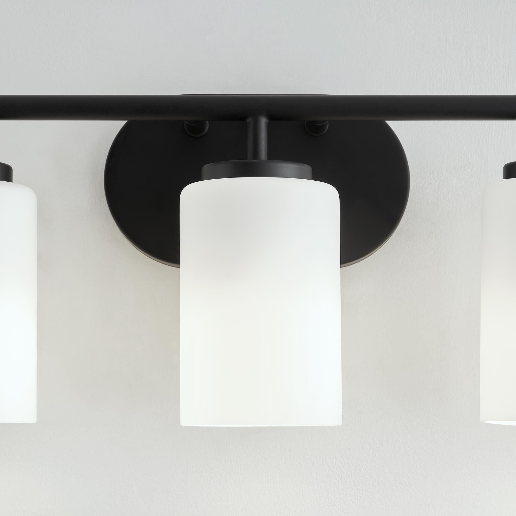 Shown in Midnight Black finish and Cased Opal Etched glass