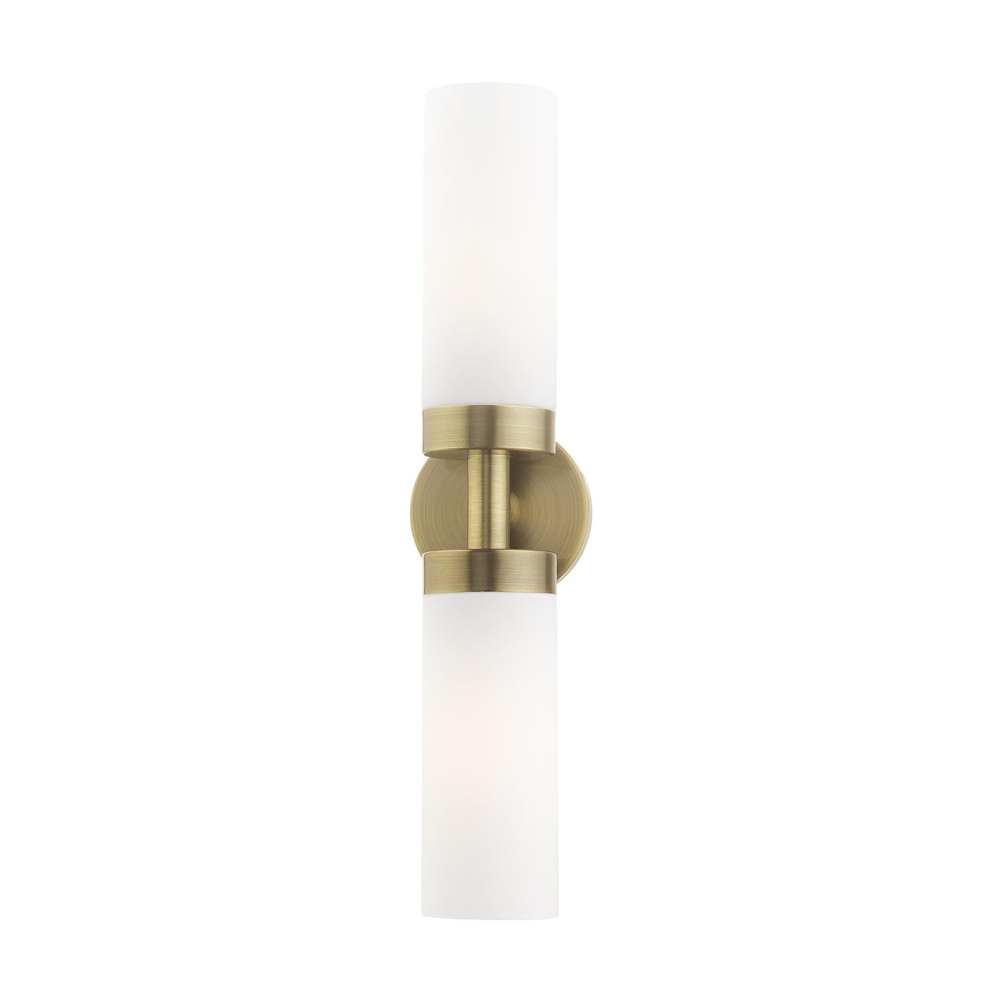 Shown in Antique Brass finish and Hand Blown Satin Opal White glass