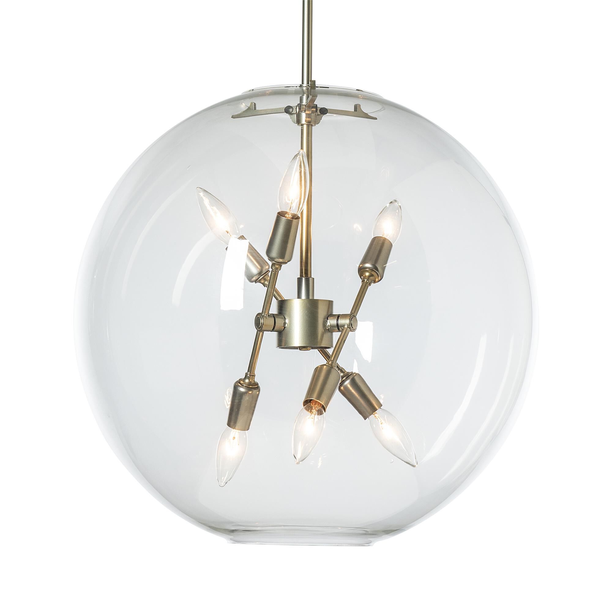 Shown in Modern Brass finish and Clear glass