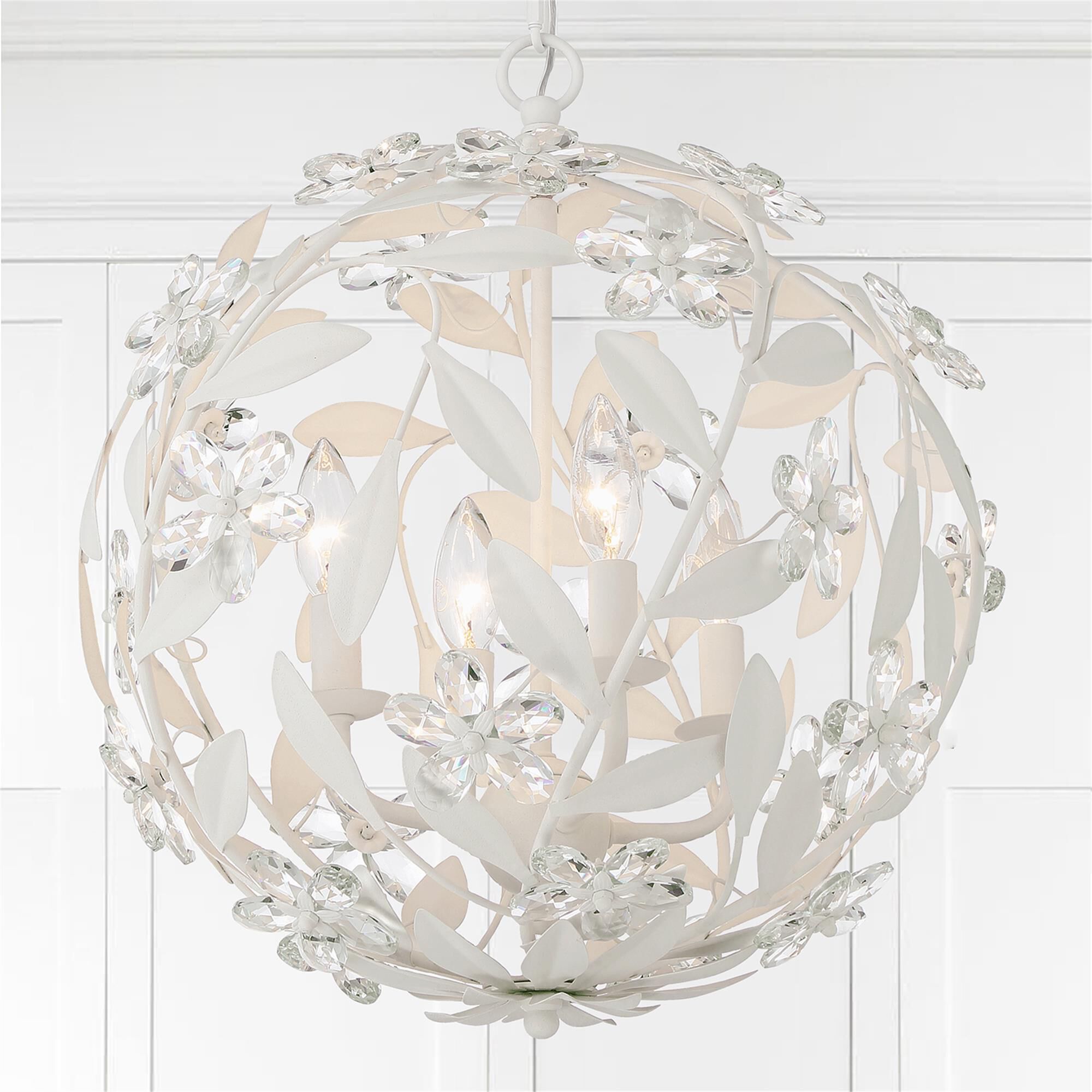Shown in Matte White finish and Hand Cut crystal