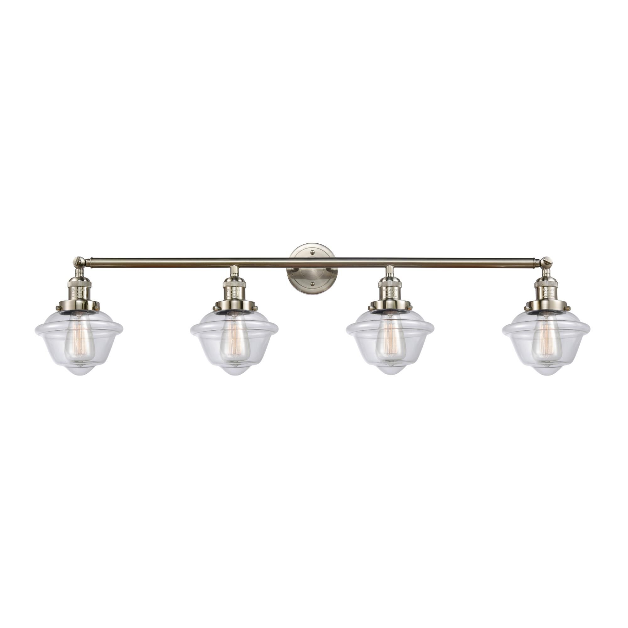 Shown in Brushed Satin Nickel finish and Clear Small Oxford glass