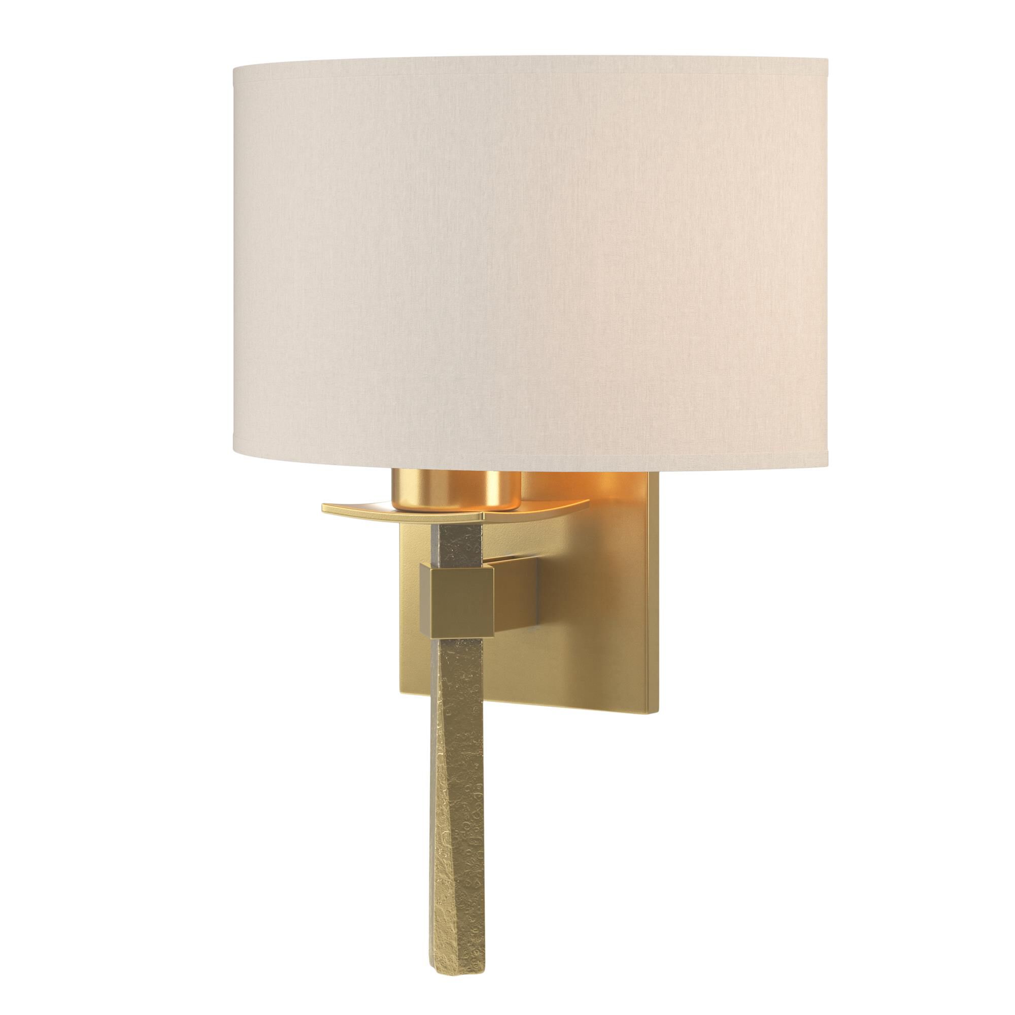 Shown in Modern Brass finish and Flax shade