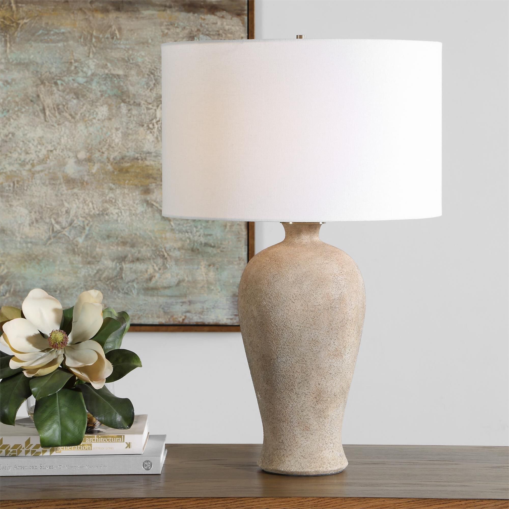Shown in Brown finish and Round Drum Hardback shade
