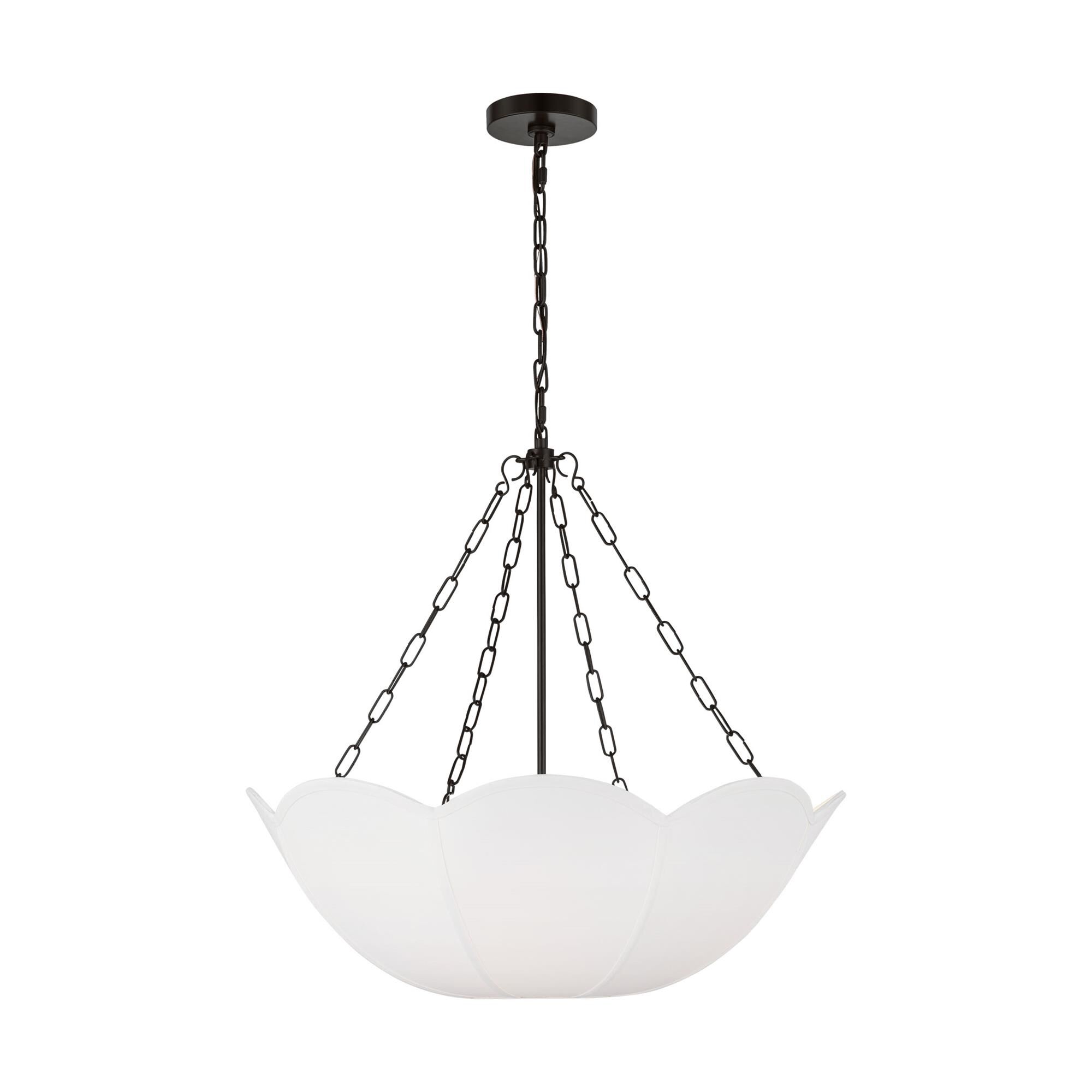 Shown in Aged Iron finish and White Linen shade