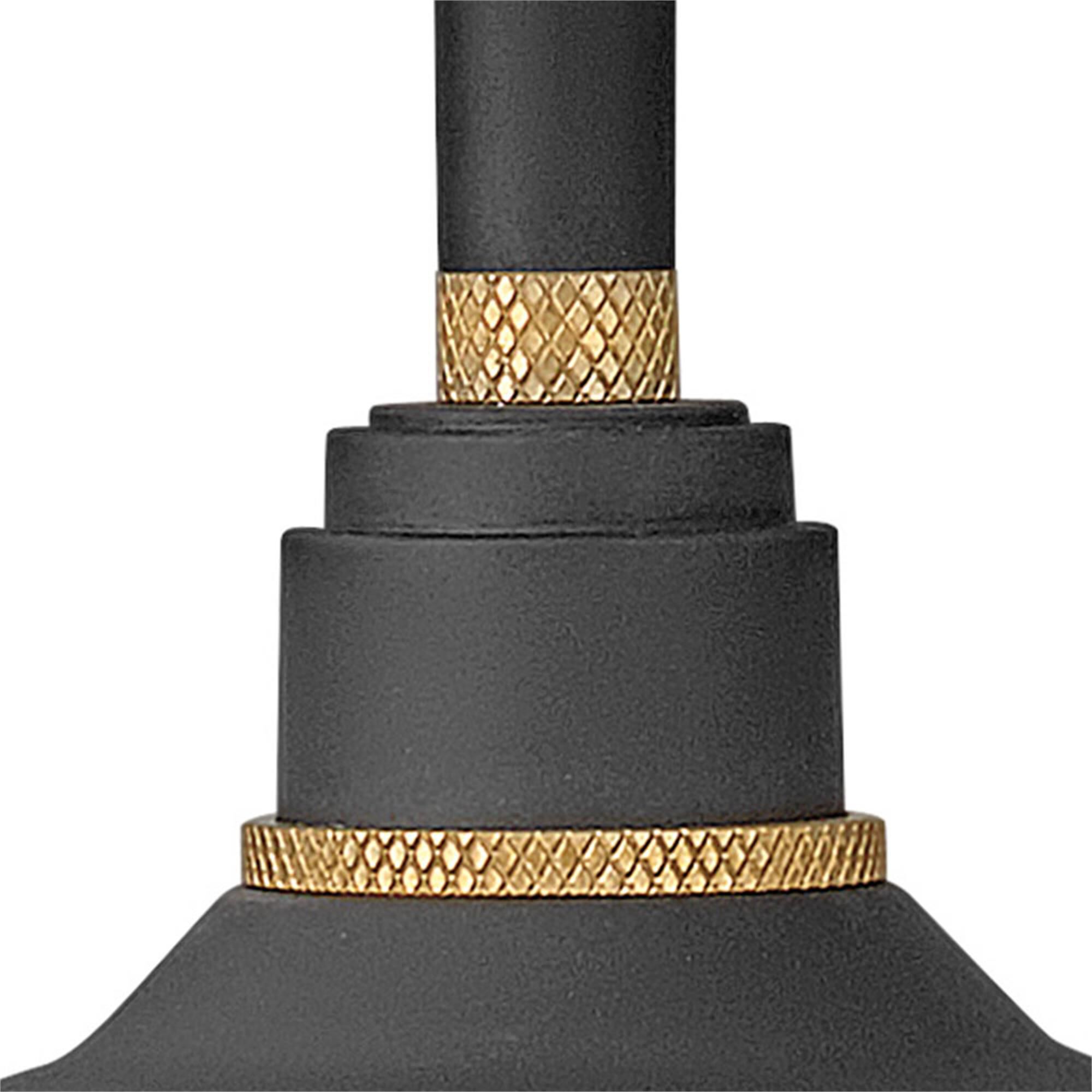 Shown in Textured Black finish and Brass accent