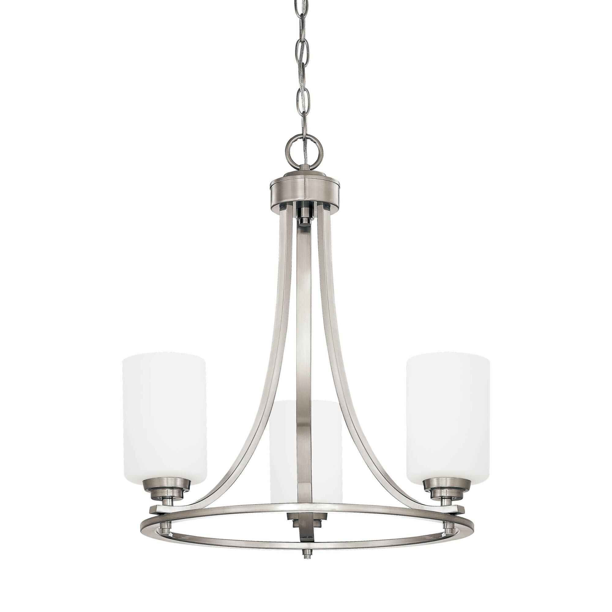 Shown in Satin Nickel finish and Etched White glass