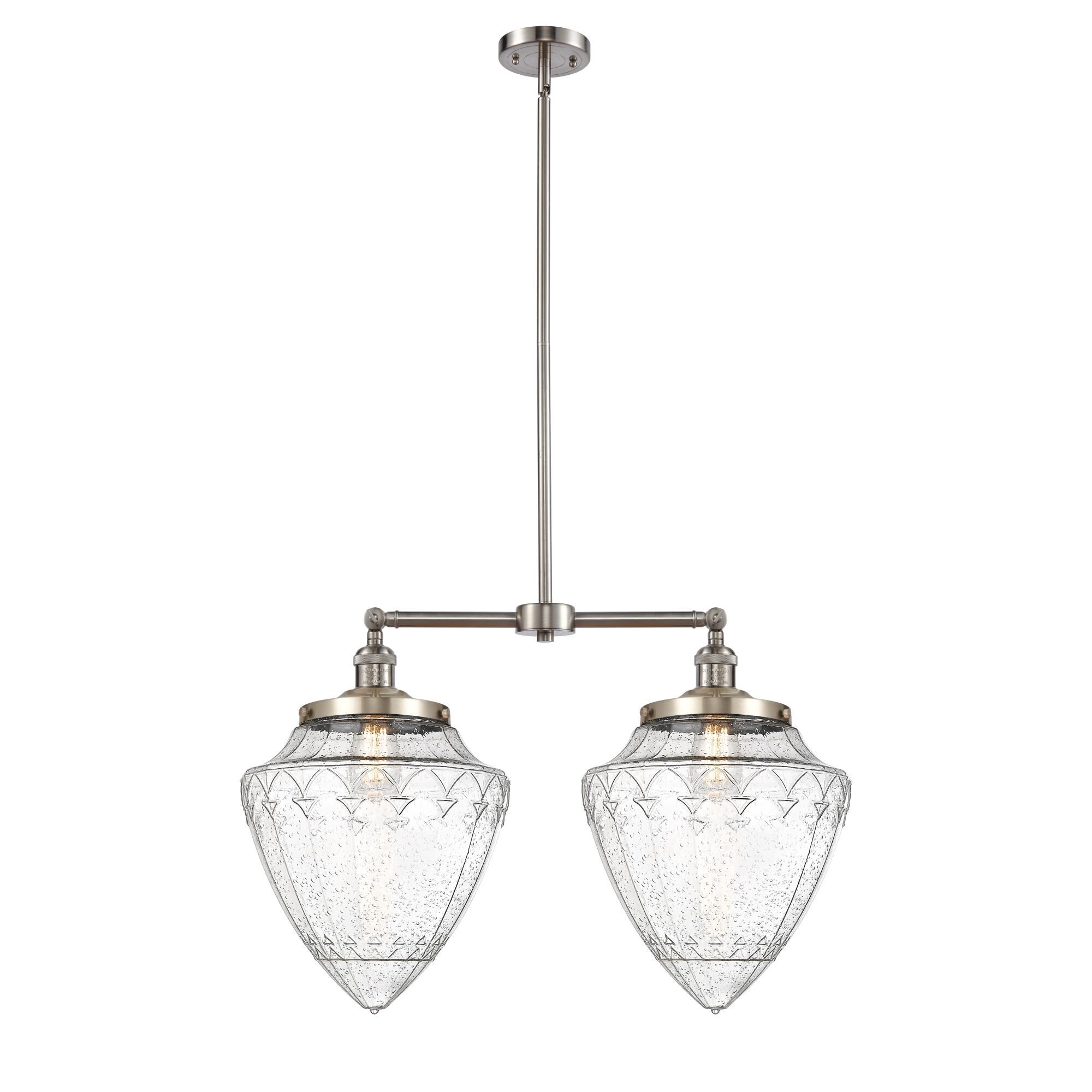 Shown in Brushed Satin Nickel finish and Seedy glass