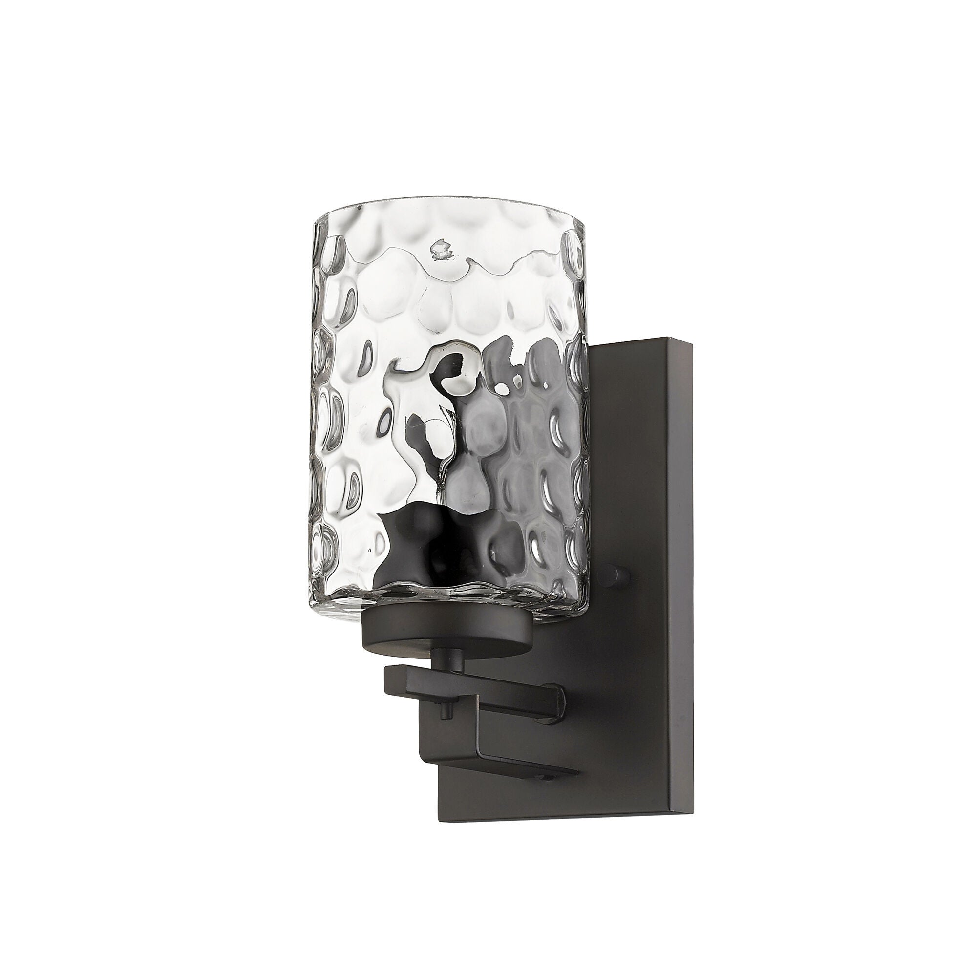 Shown in Oil-Rubbed Bronze finish and Clear glass and Clear, Optic Cylindrical Glass shade
