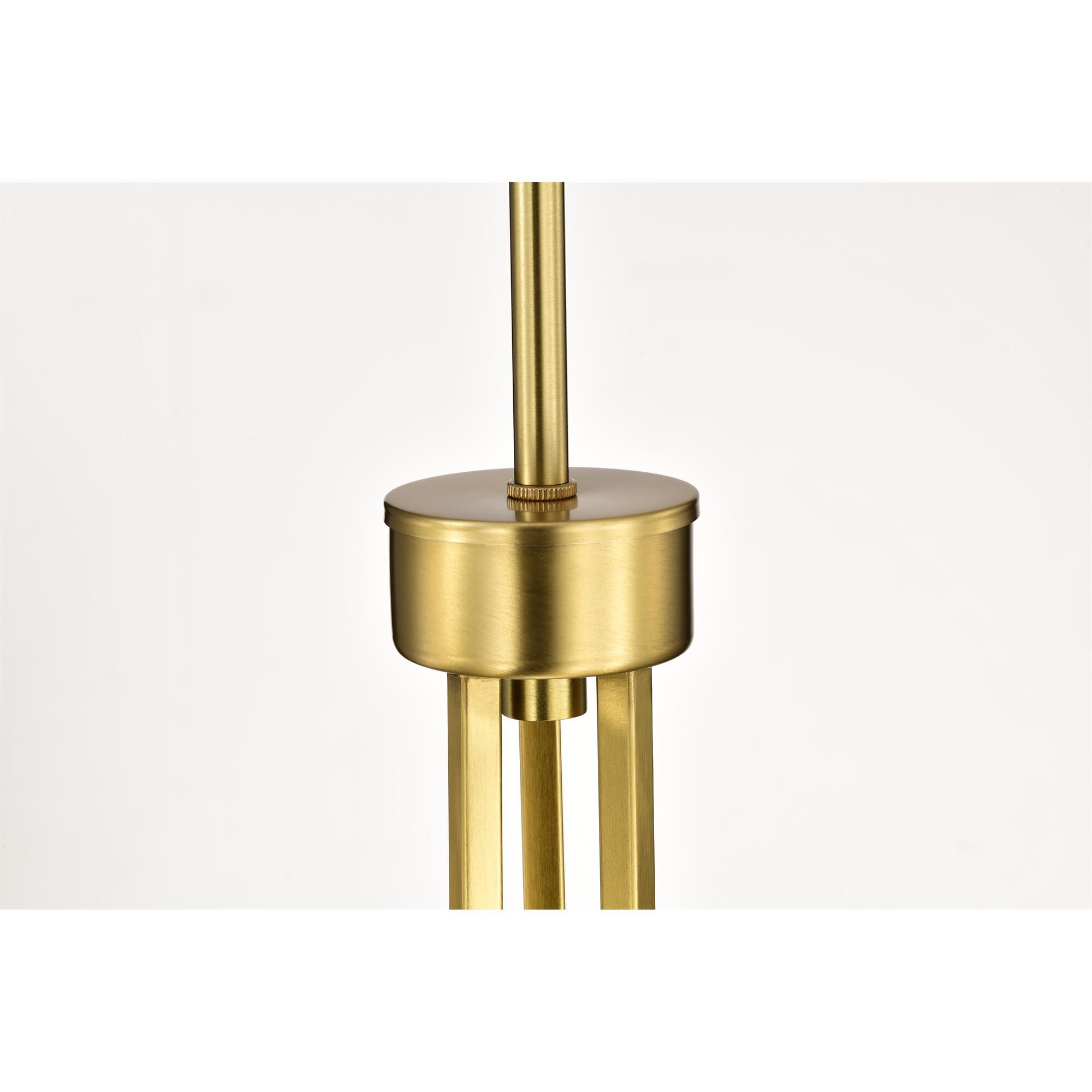 Shown in Burnished Brass finish and Ribbed White glass