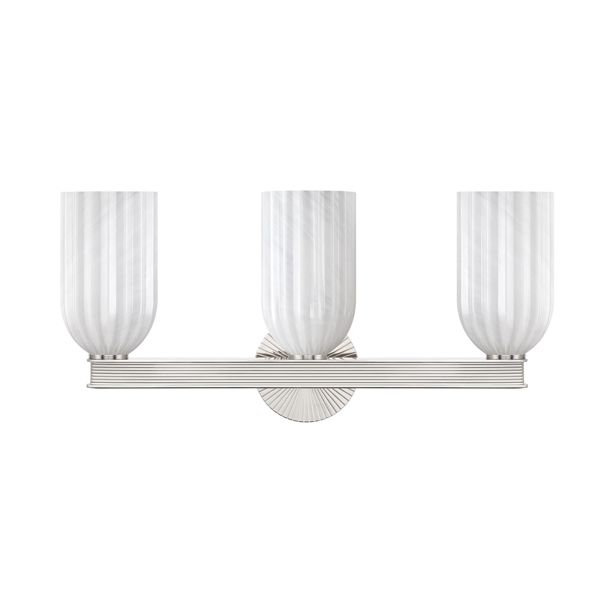Shown in Polished Nickel finish and Strie glass and Strie Glass shade