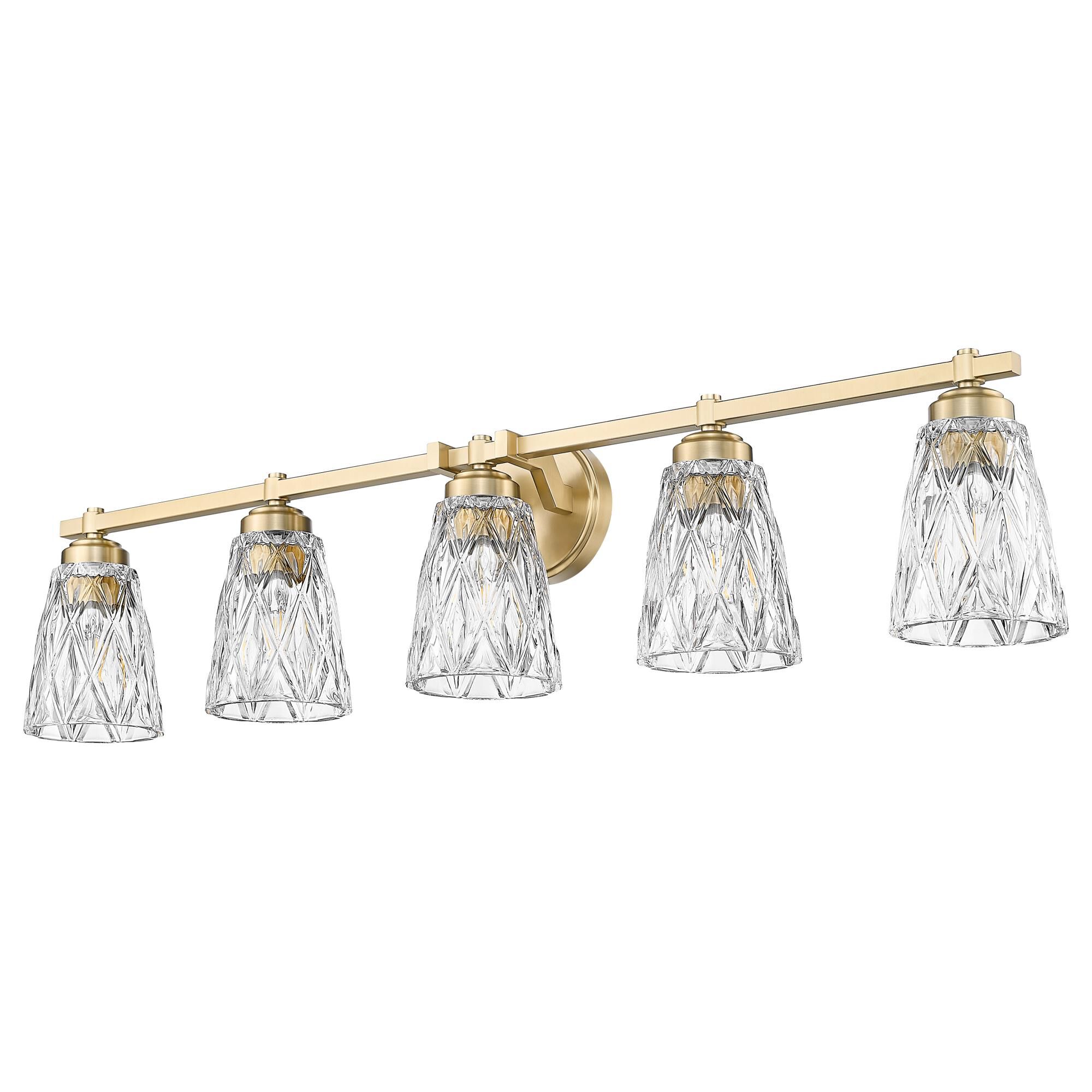 Shown in Modern Gold finish and Clear glass