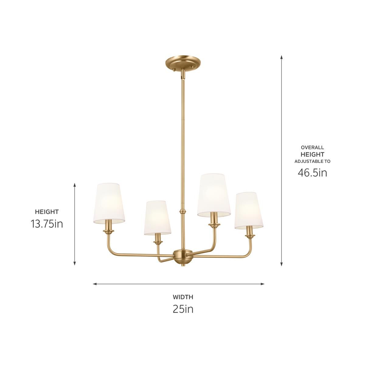 Shown in Brushed Natural Brass finish and Fabric and Bell shade